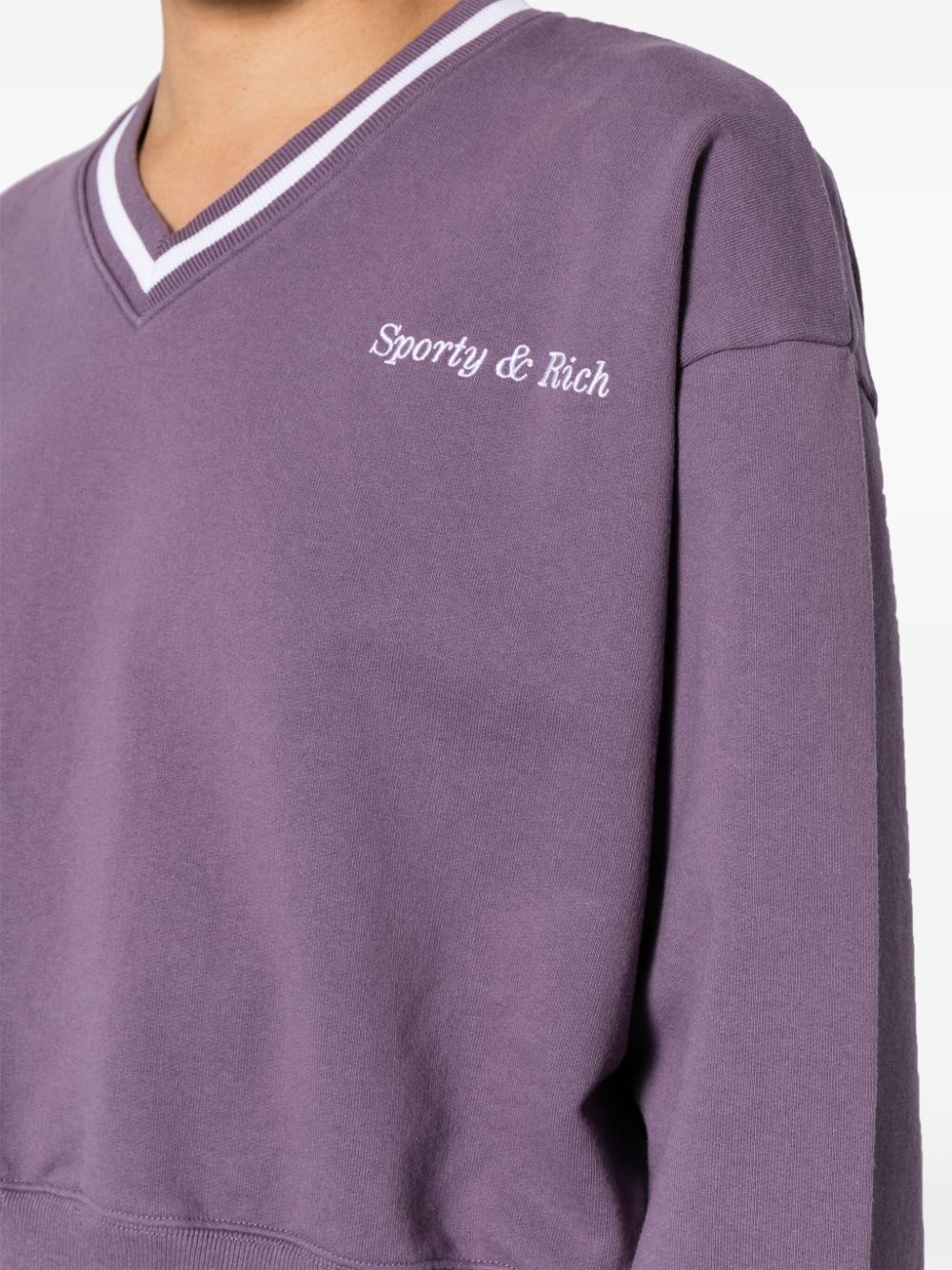 logo-embroidered V-neck sweatshirt - 5