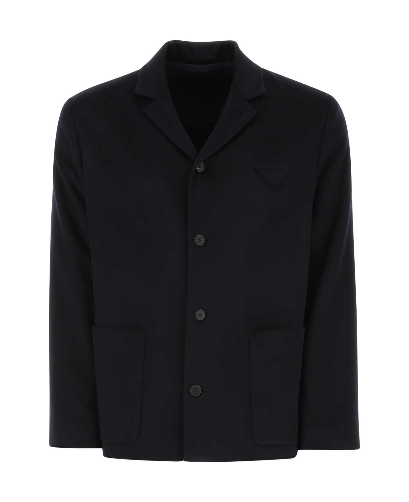 Navy Blue Cashmere Blazer - 1