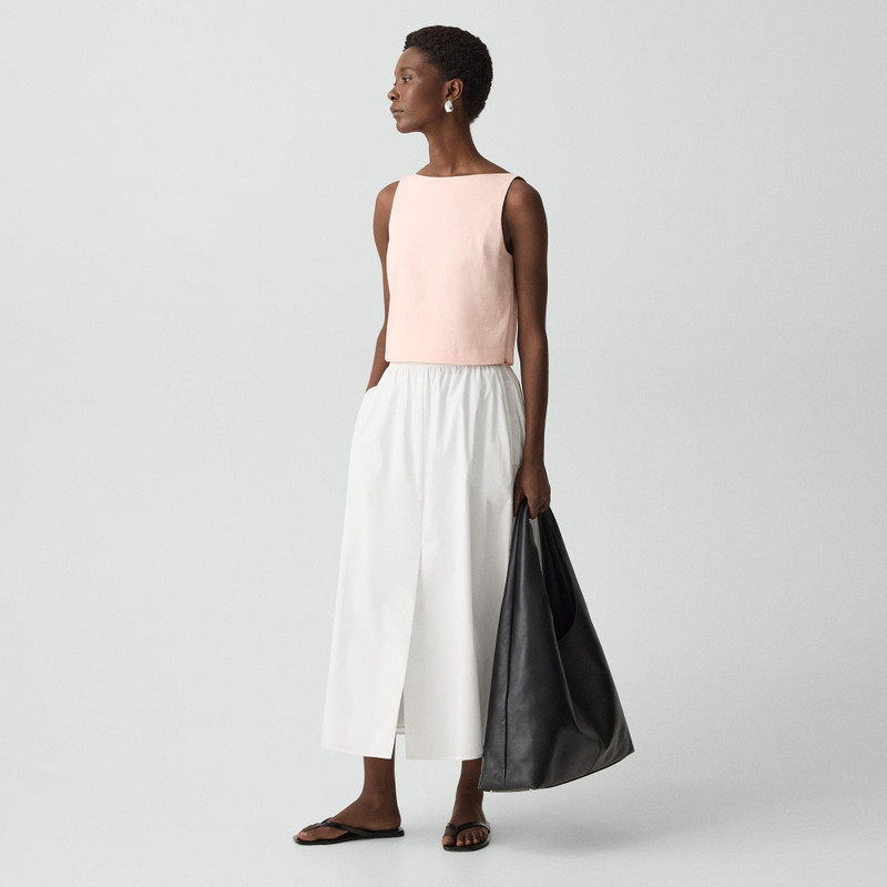 Theory Sleeveless Boatneck Top in Good Linen outlook