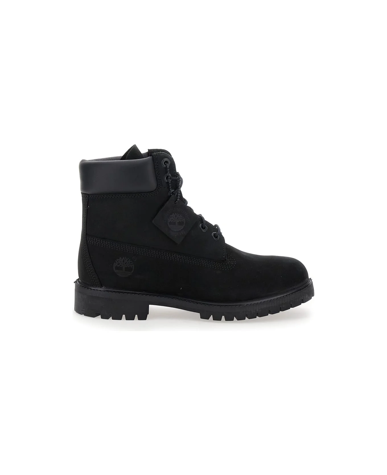 Brlack Water-proof Boots With Logo Plate In Leather Man - 1