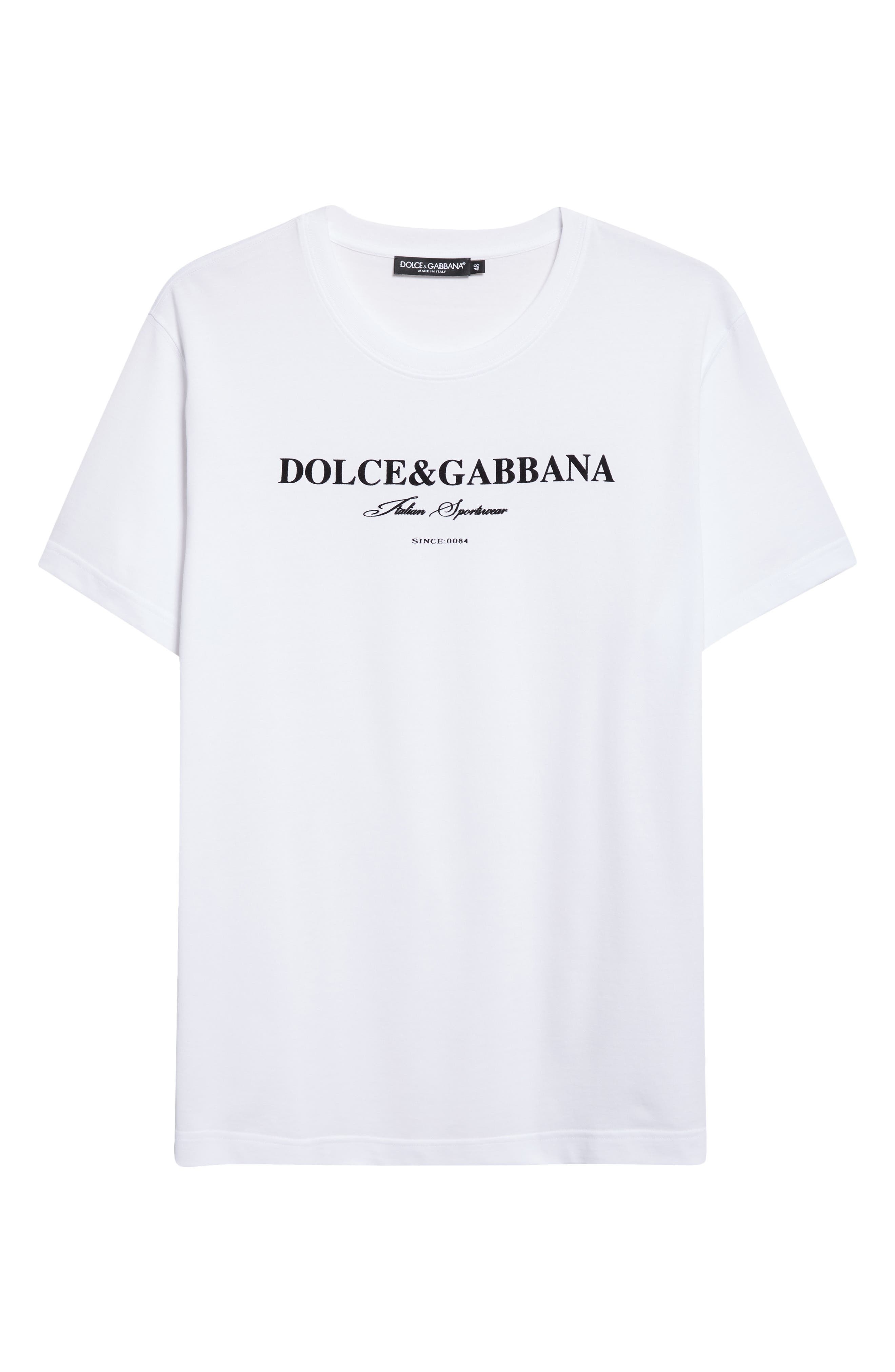 Dolce&Gabbana Flocked Logo T-Shirt in W0800 Bianco Ottico at Nordstrom - 5