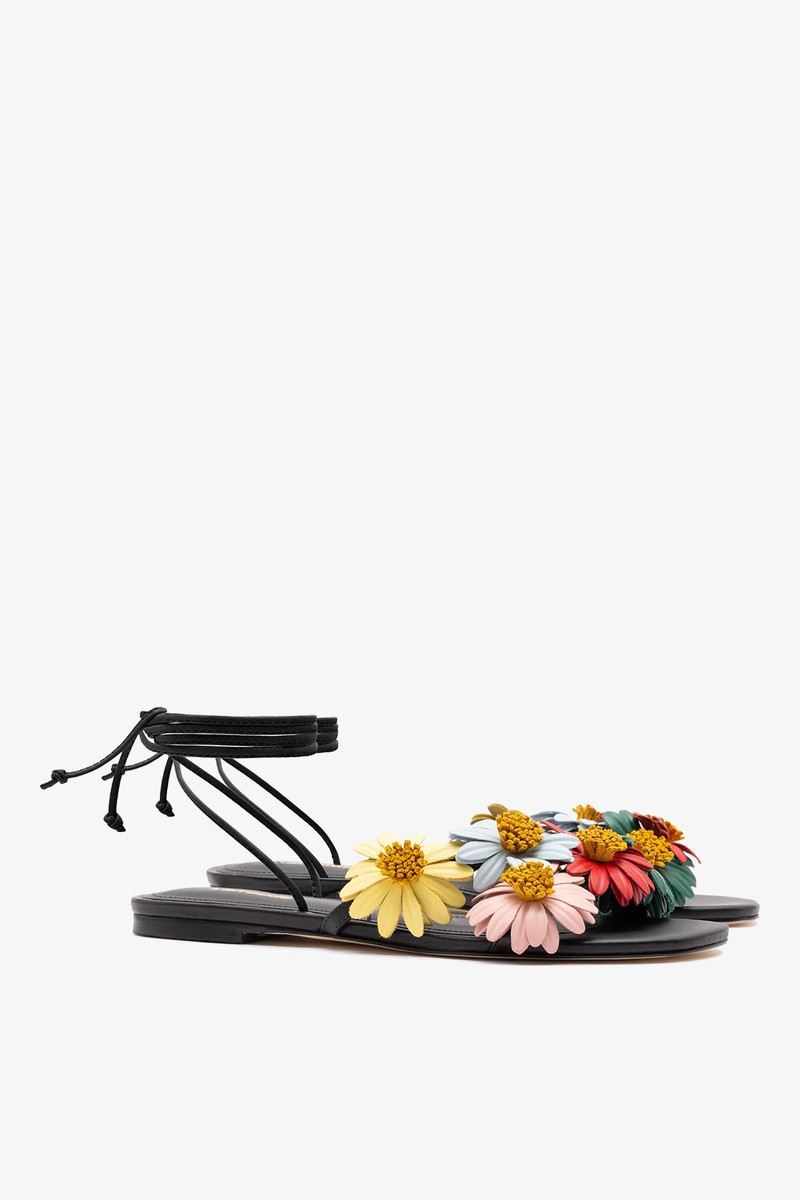 Fiore Flat Sandal Black Leather 3