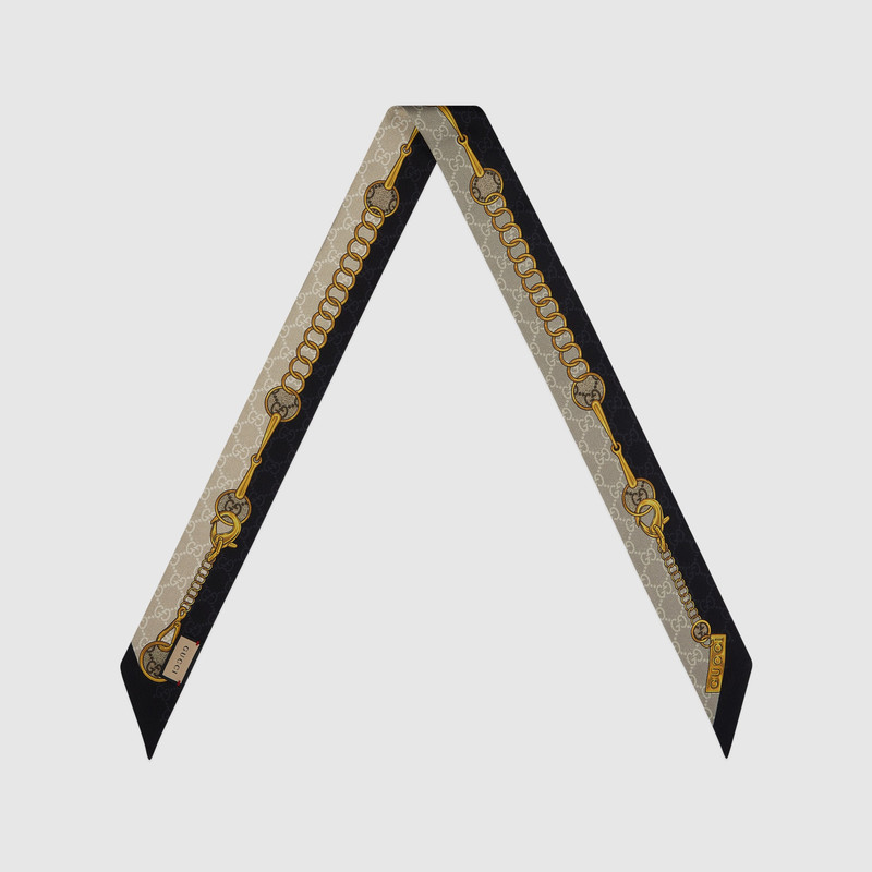 GUCCI GG chain Horsebit print silk neckbow outlook