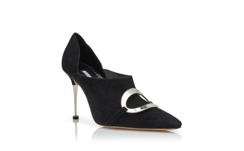 Black Suede Buckle Detail Shoe Booties 3