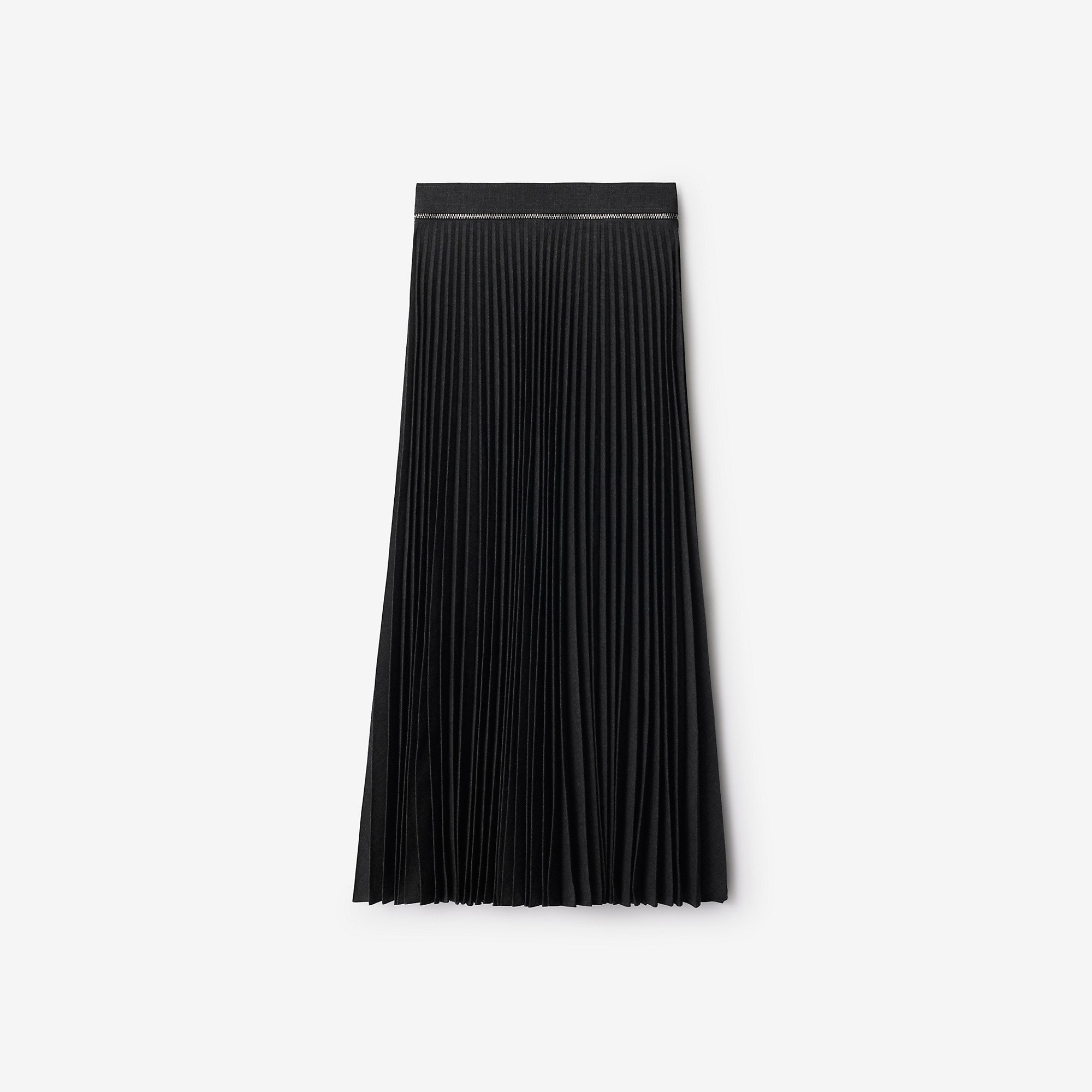 Pleated Stretch Wool Skirt - 5