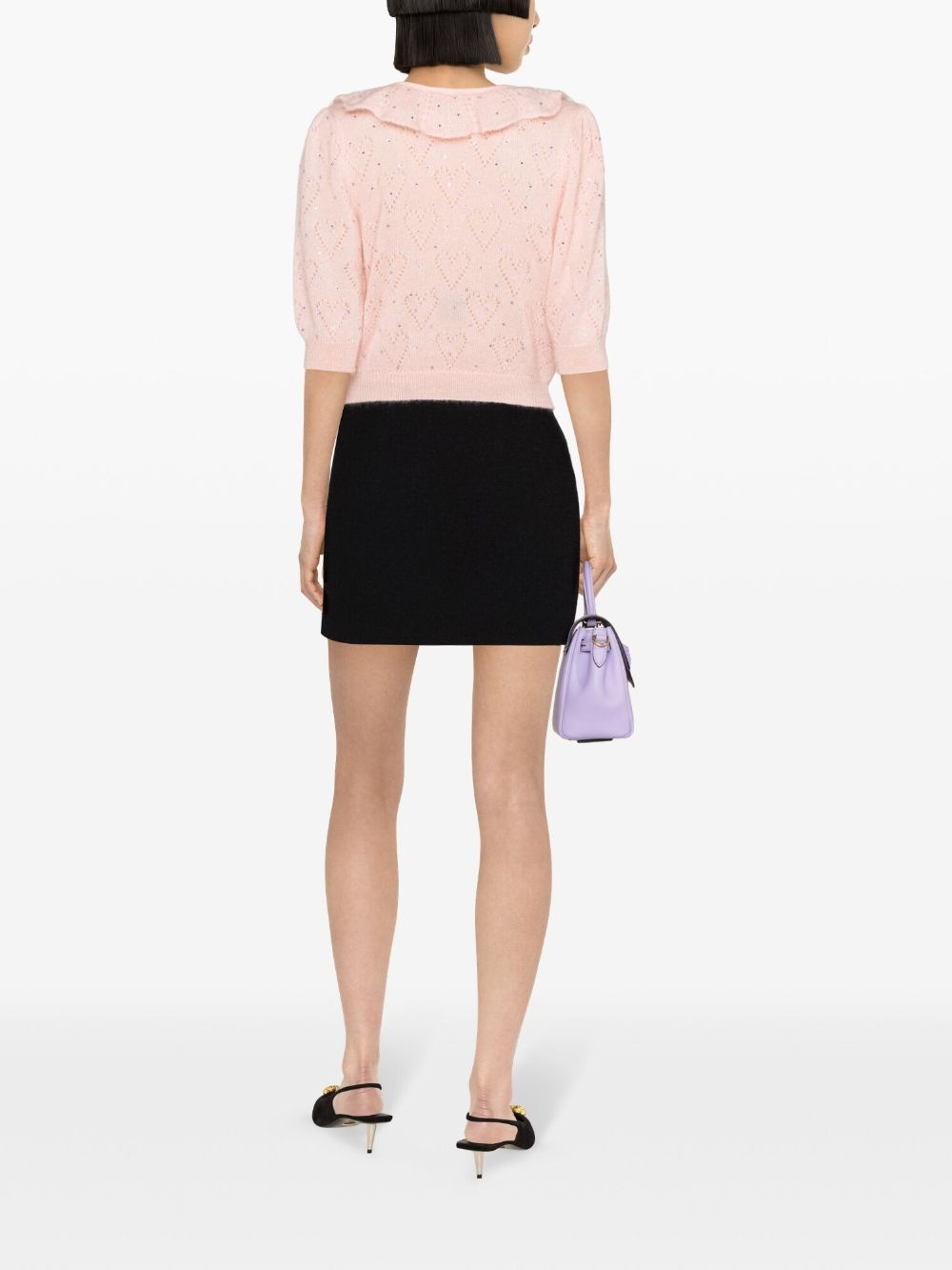 crystal-embellished cropped blouse - 4