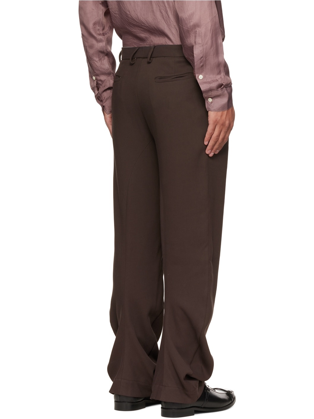 Brown Draped Trousers - 3