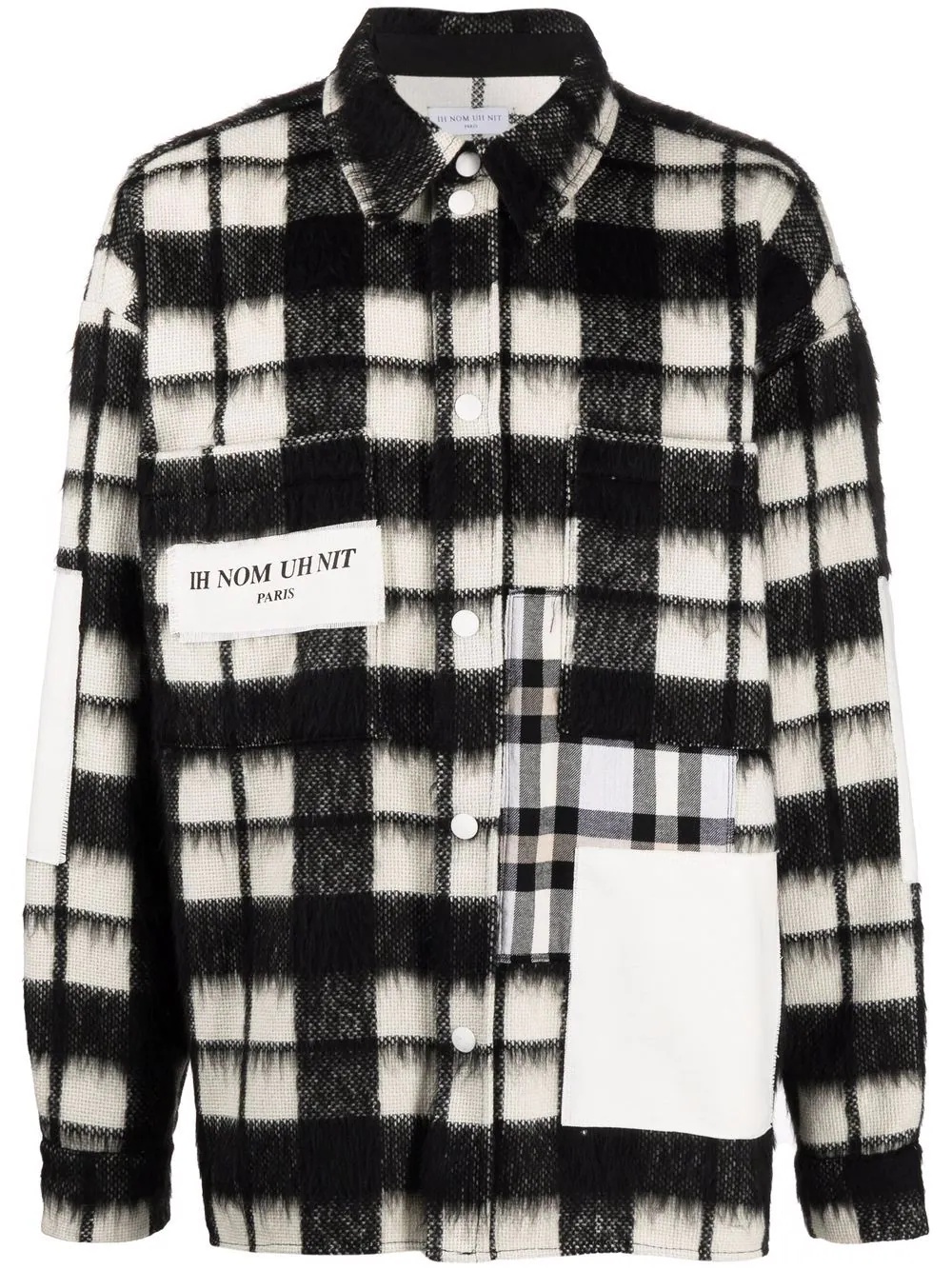 logo-patch checked shirt - 1