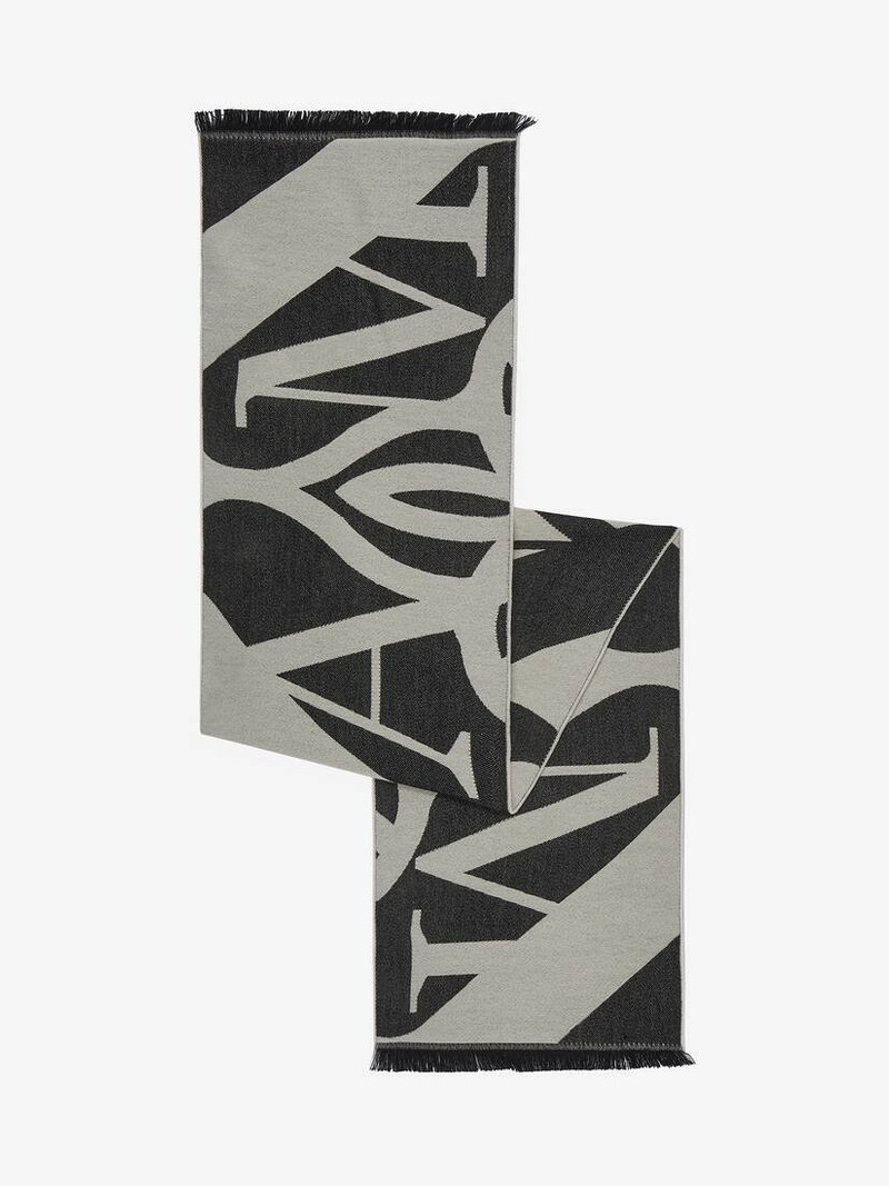 Men's Exploded Seal Logo Scarf in Ivory/black 3