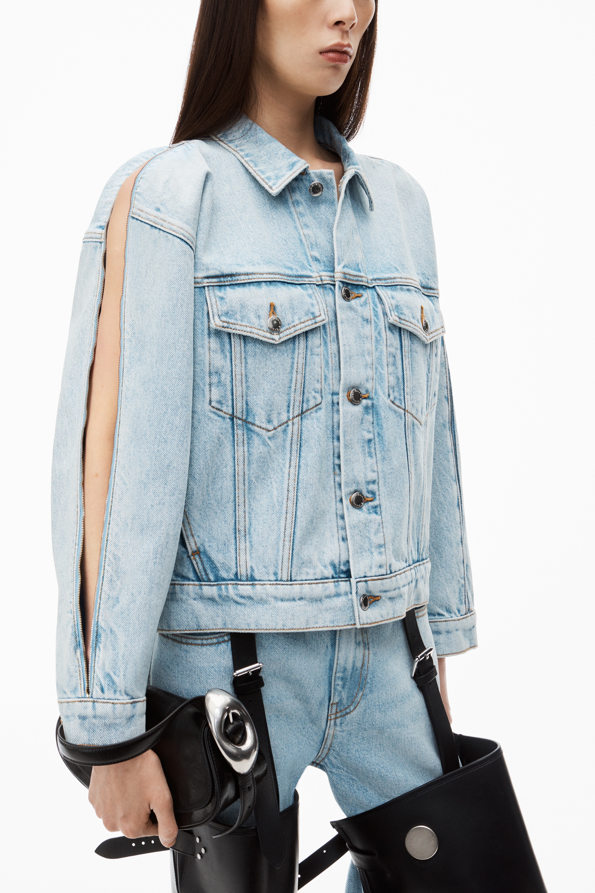 Zipped Sleeve Denim Trucker Jacket - 3