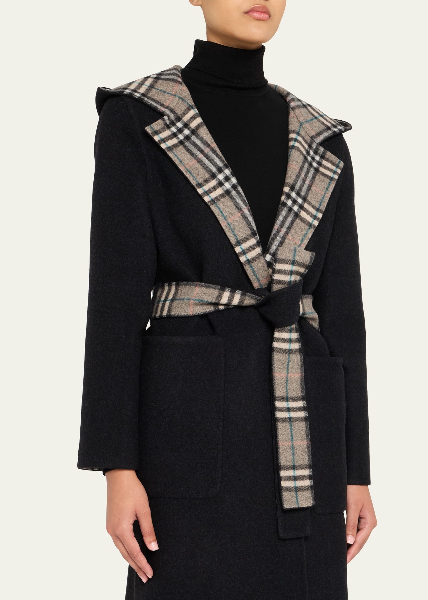 Hampshire Hooded Wool Wrap Coat - 4