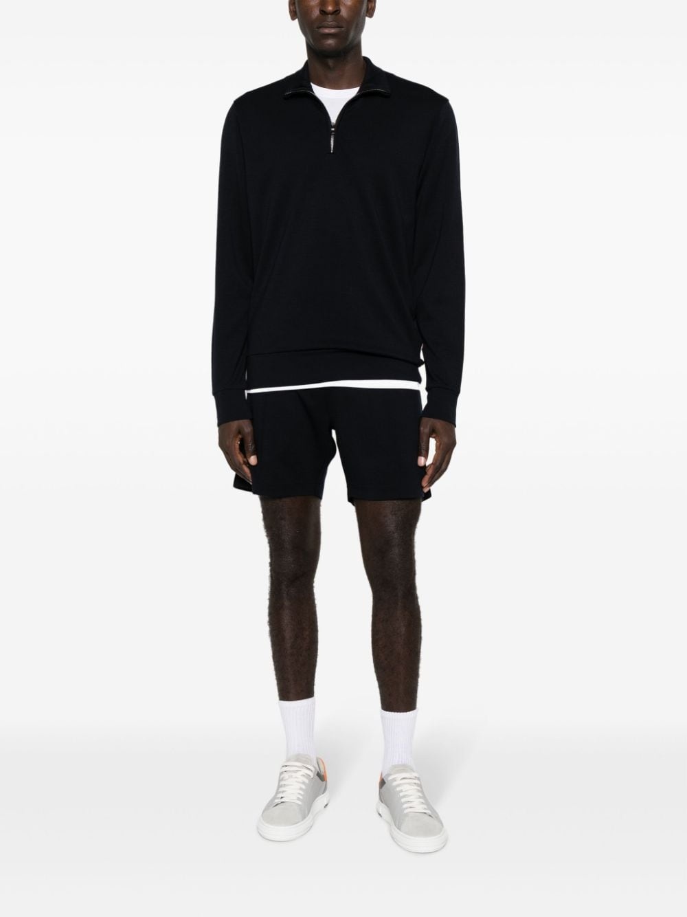 zip-pockets slip-on track shorts - 2