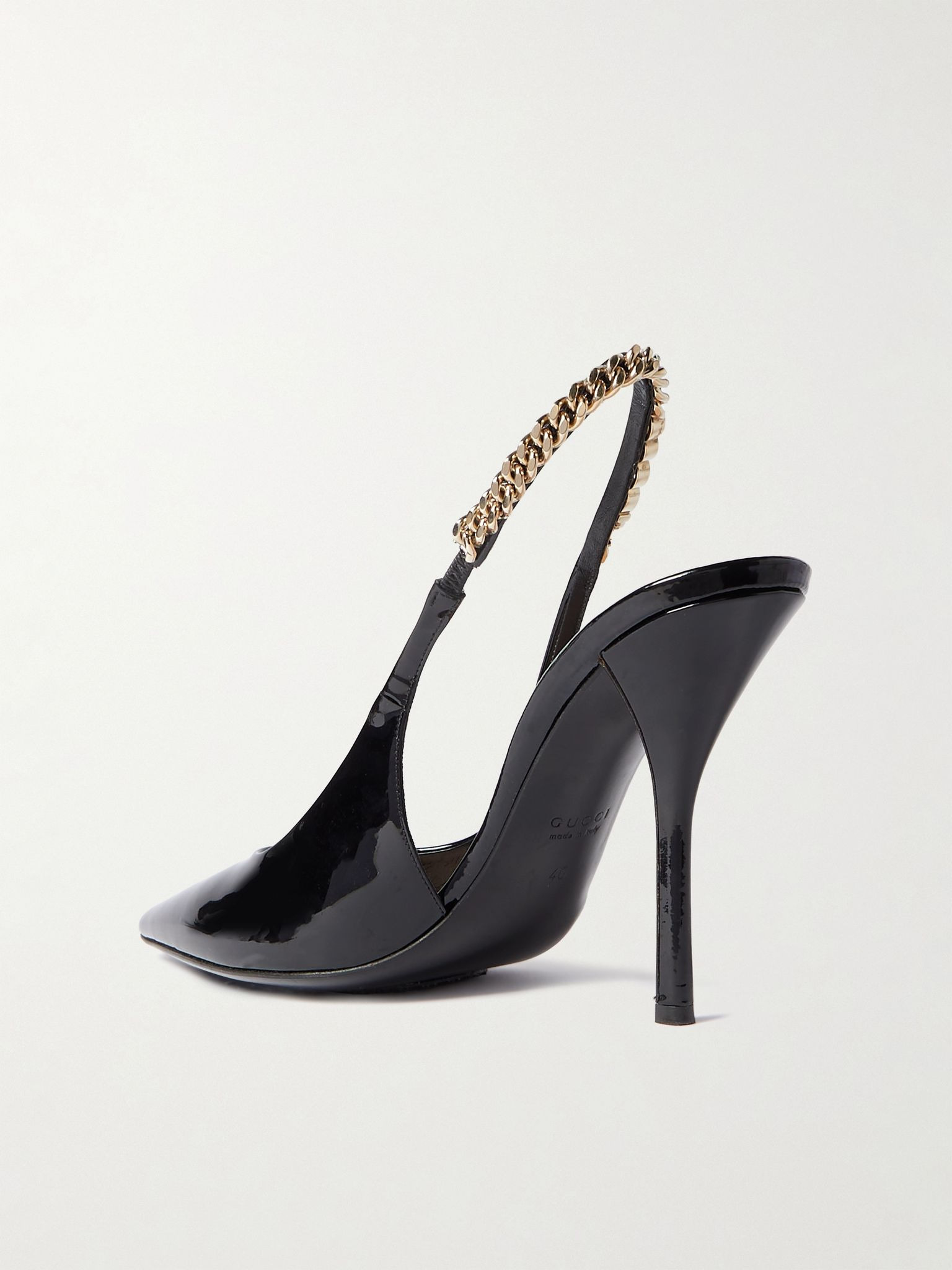 Signoria embellished patent-leather slingback pumps Black - 3