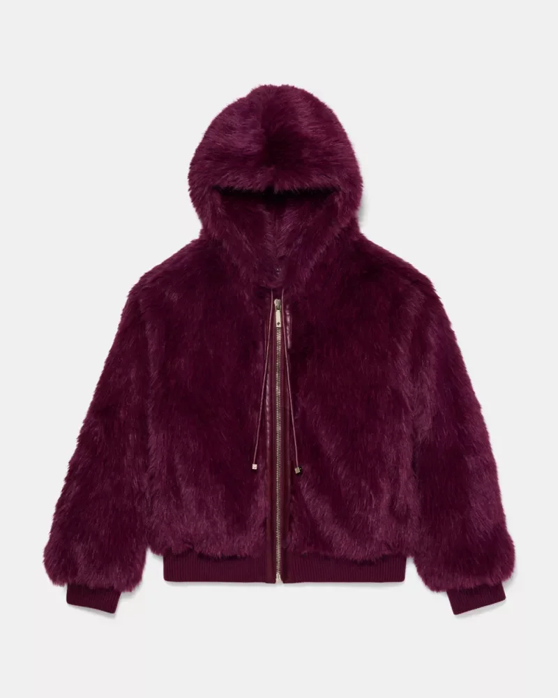 Faux Fur Hooded Blouson Jacket - 1