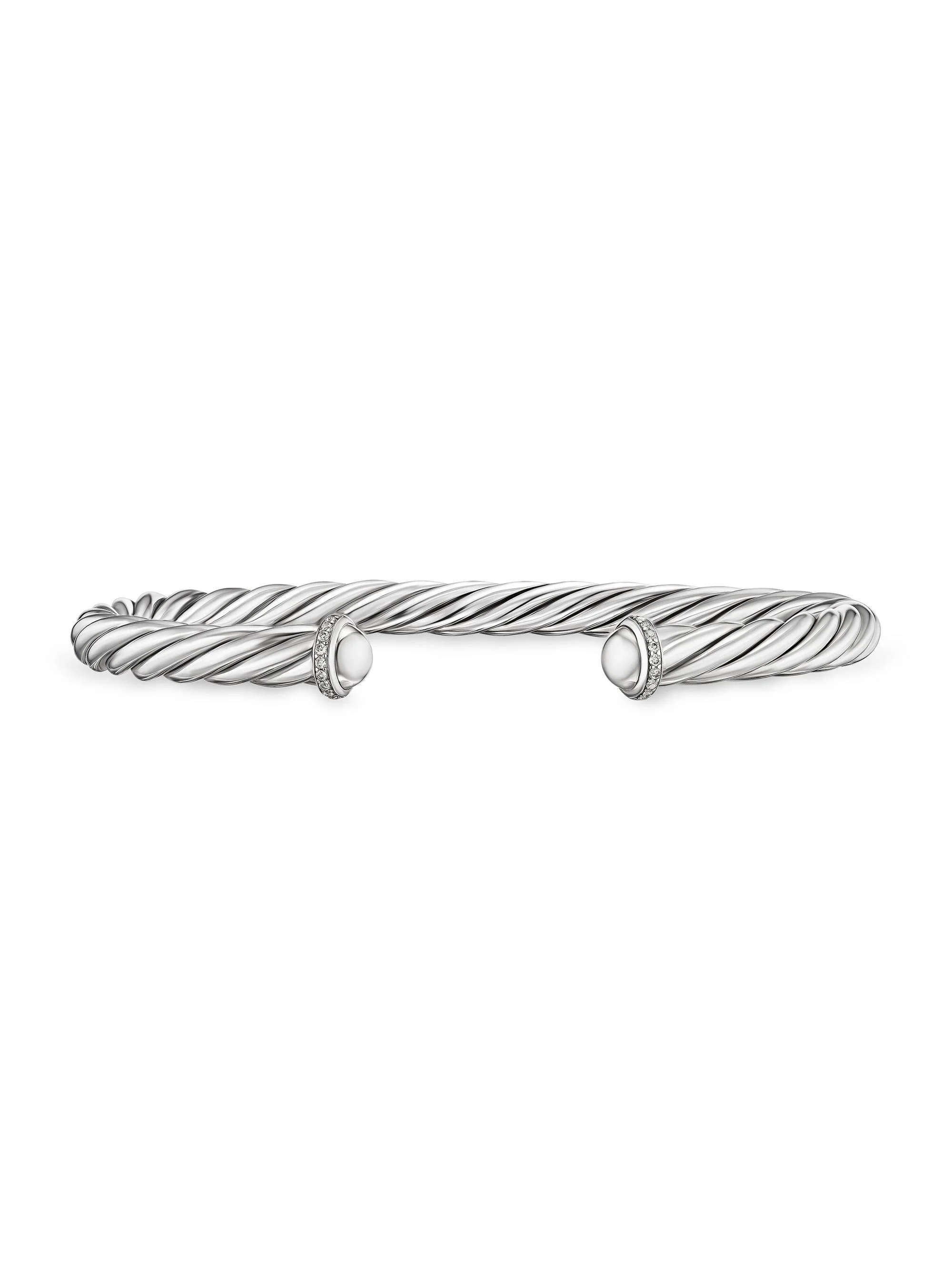 Men's Cable Cuff Bracelet in Sterling Silver - Diamond - 1
