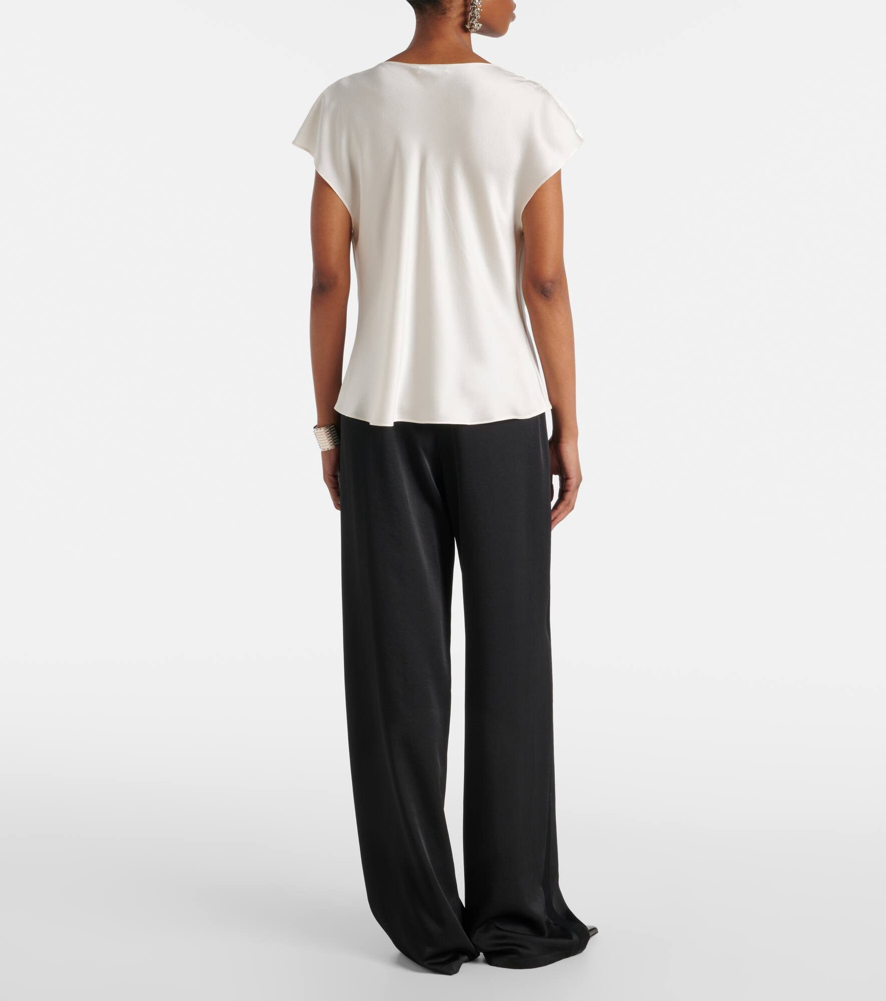Draped silk satin top - 3