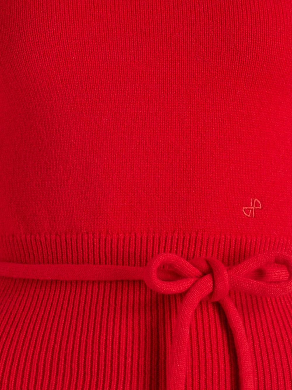 double collar belted sweater - 2