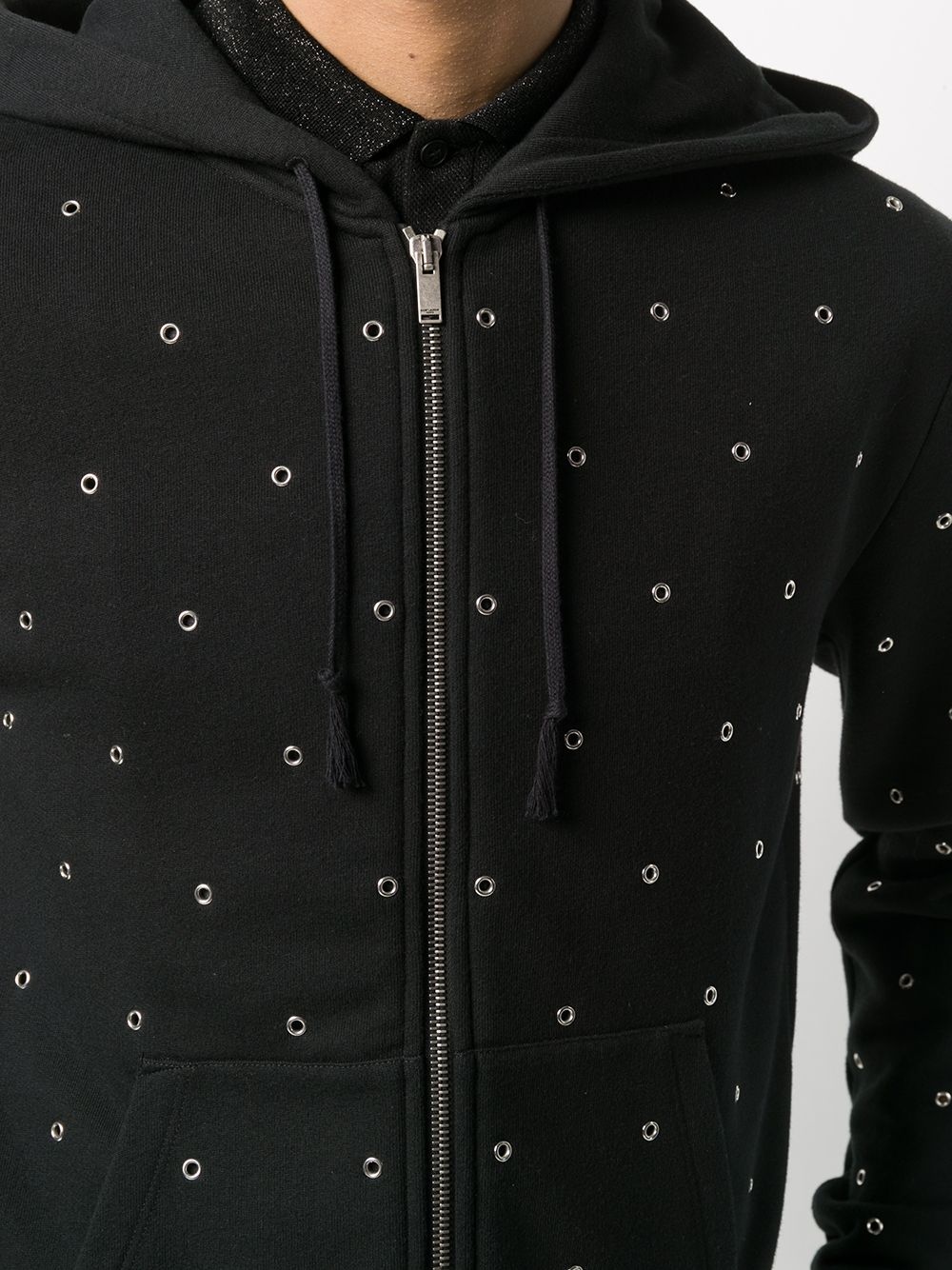 eyelet detailed zip-up hoodie - 5