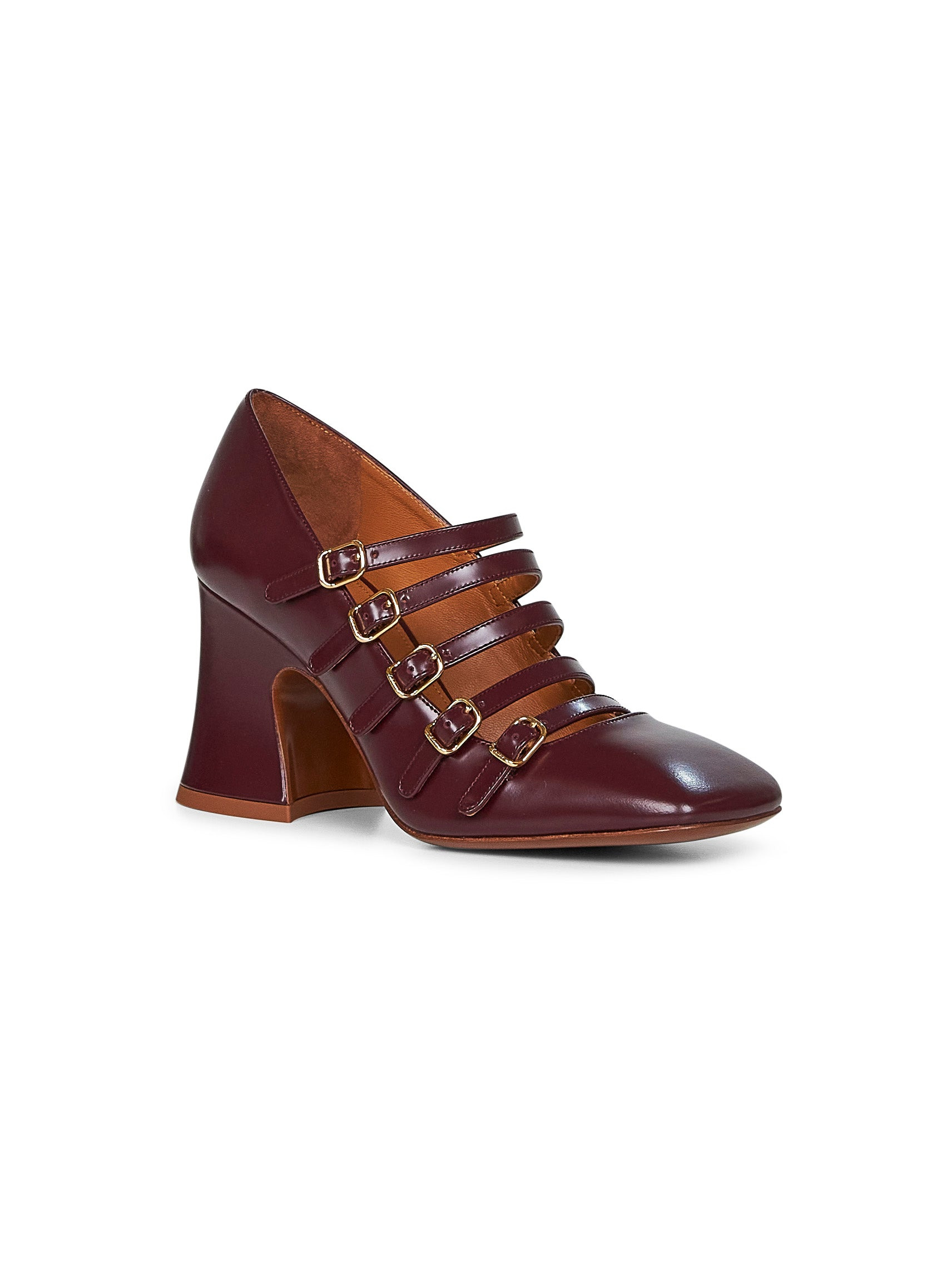 Burnt purple shiny calf leather Janis pumps - 2