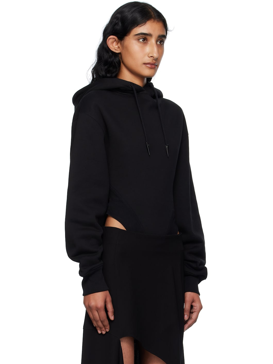 Black Fleece Hood Bodysuit - 2