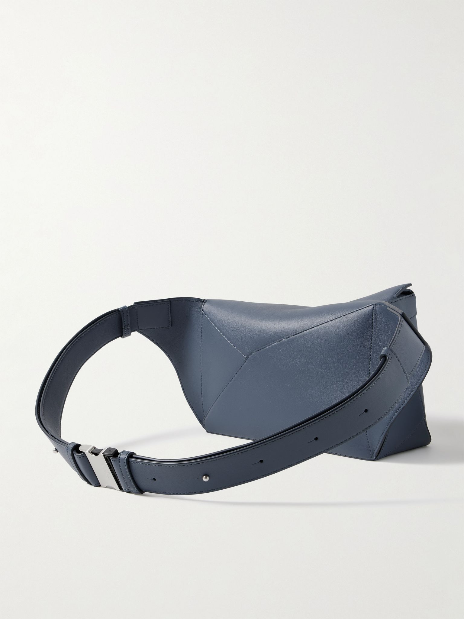 Puzzle Edge Small Leather Belt Bag Blue - 2