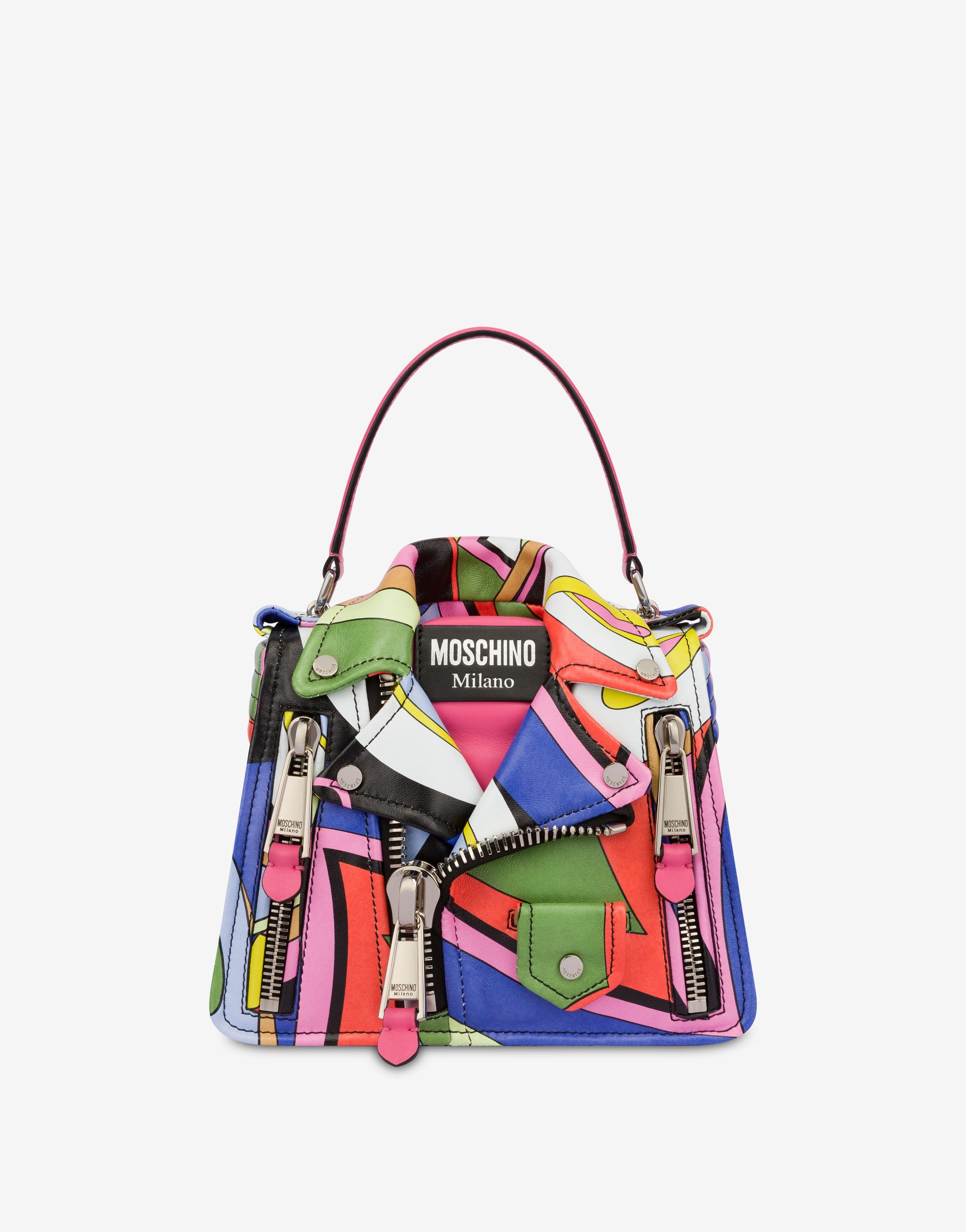 MULTI-COLOUR PRINT NAPPA LEATHER BIKER BAG - 1