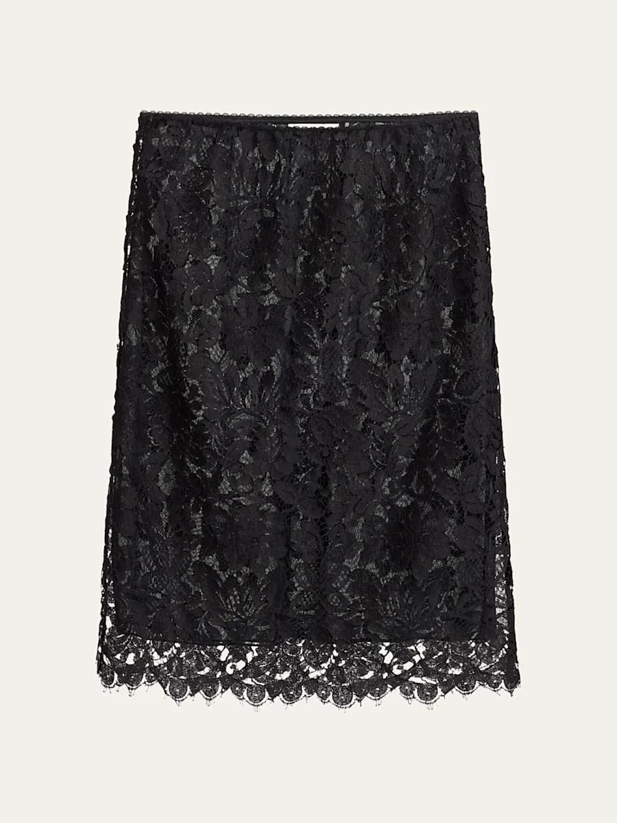 High-Waist Floral Lace Pull-On Skirt - 1