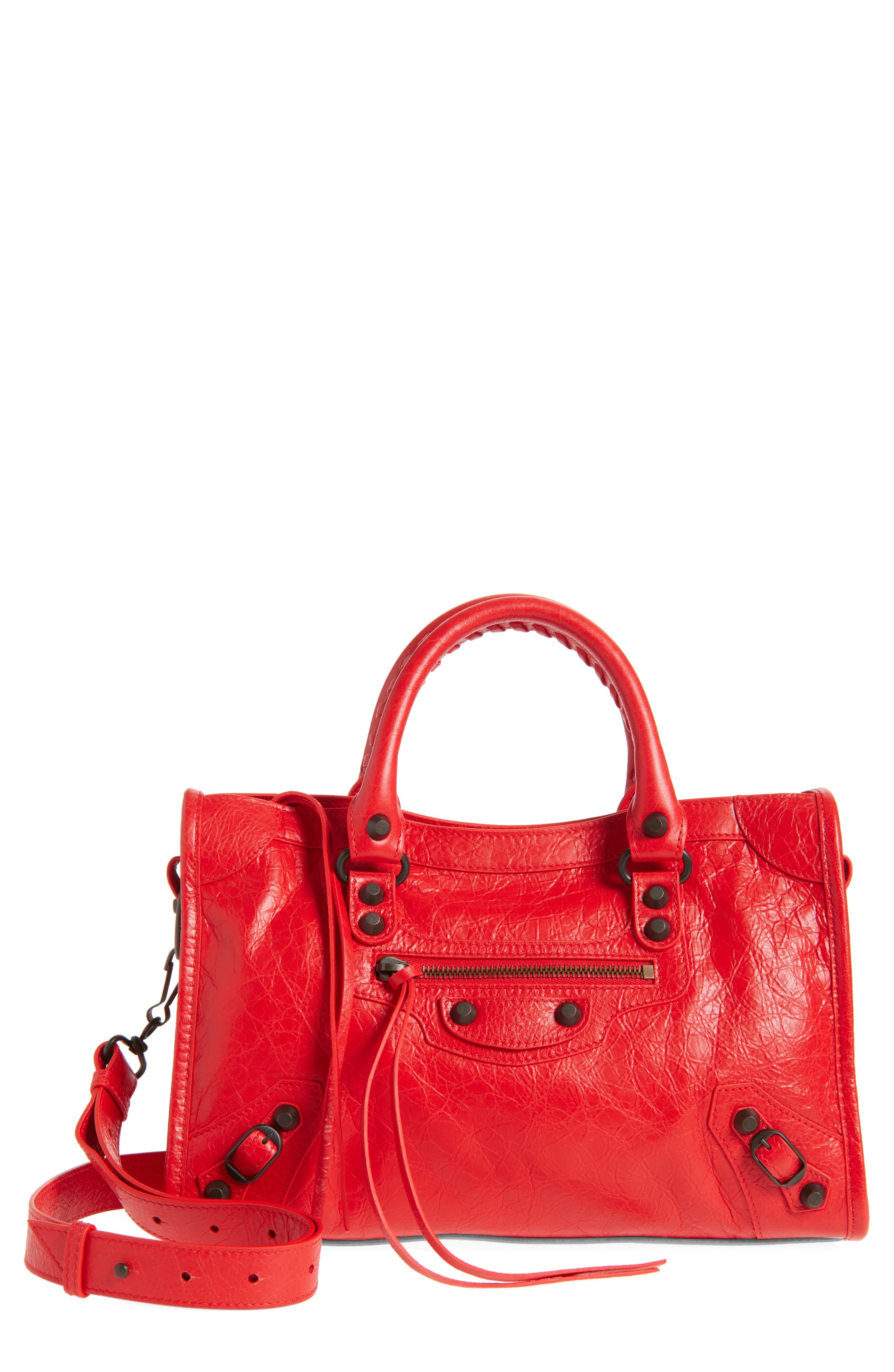 Balenciaga Small Le City Leather Satchel in 6506 Vermillion Red at Nordstrom - 1