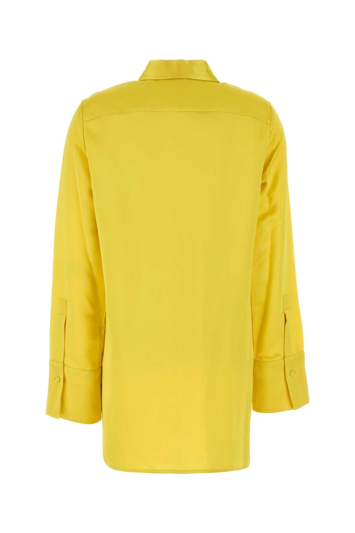 Jil Sander Women Yellow Satin Oversize Shirt - 2