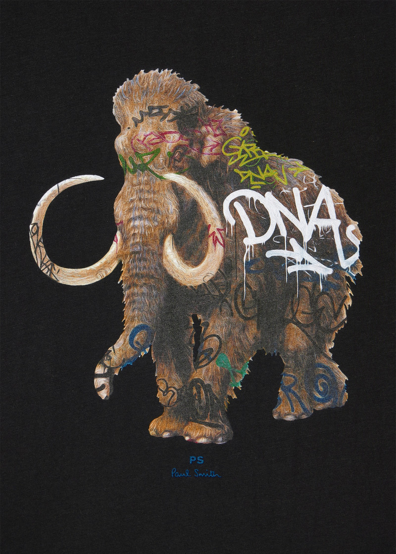 Paul Smith Black 'Graffiti Mammoth' Print T-Shirt outlook