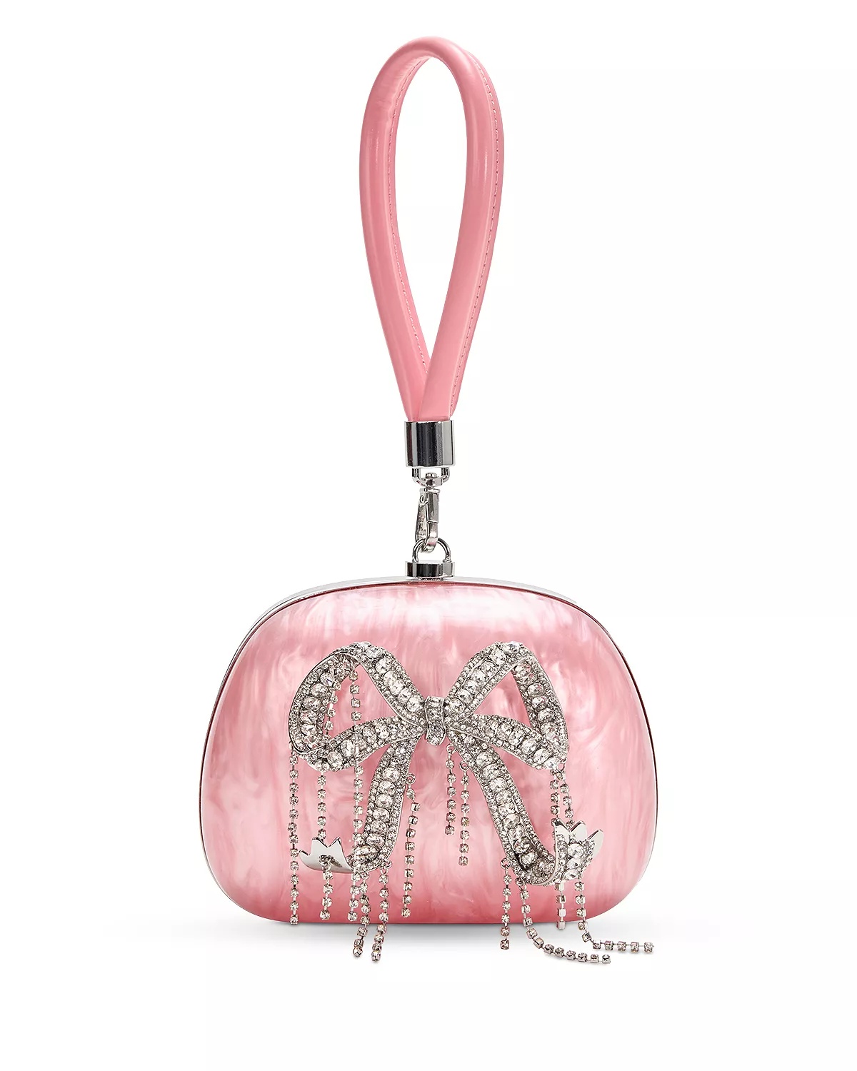 Pink Pearlescent Top Handle Clutch - 1