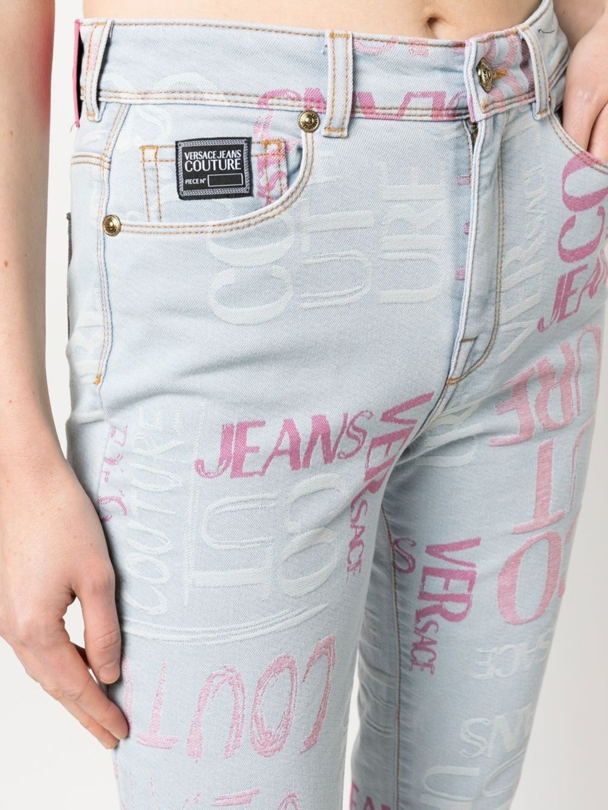 cropped logo-print skinny jeans - 5