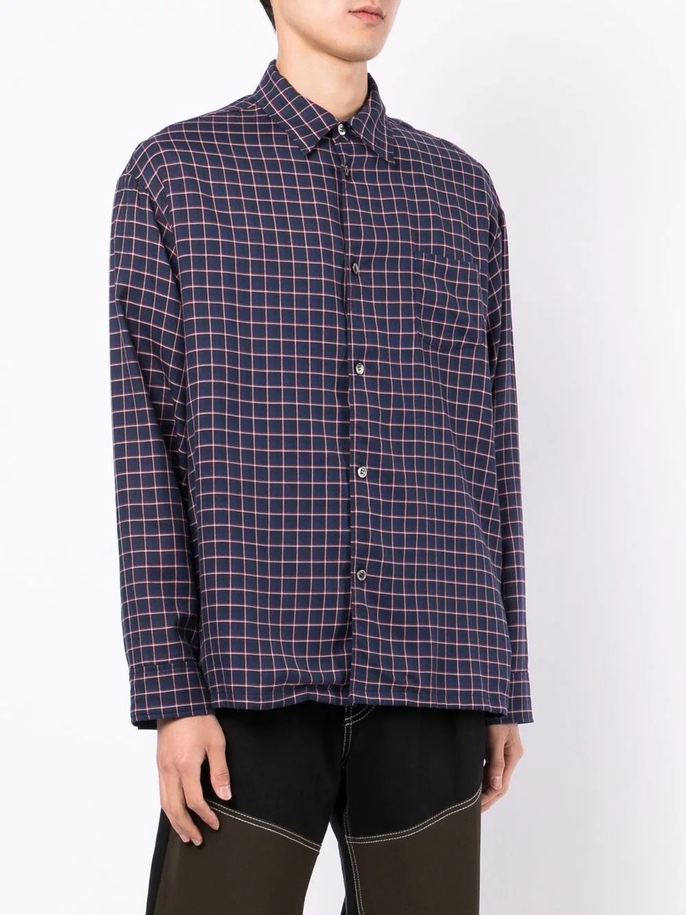 patch-pocket check flannel shirt - 3