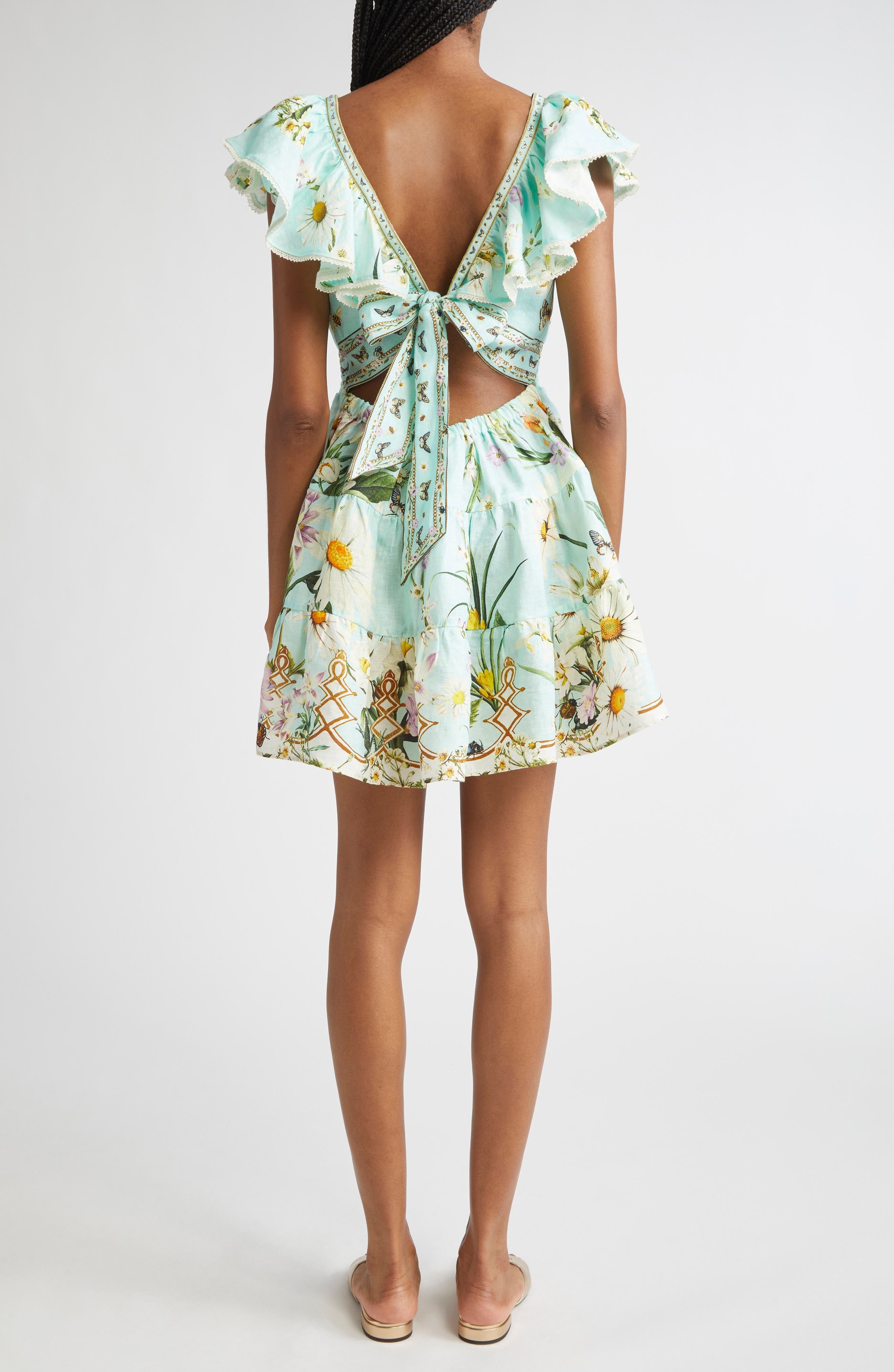 Camilla Floral Freefall Tiered Linen Minidress at Nordstrom - 2