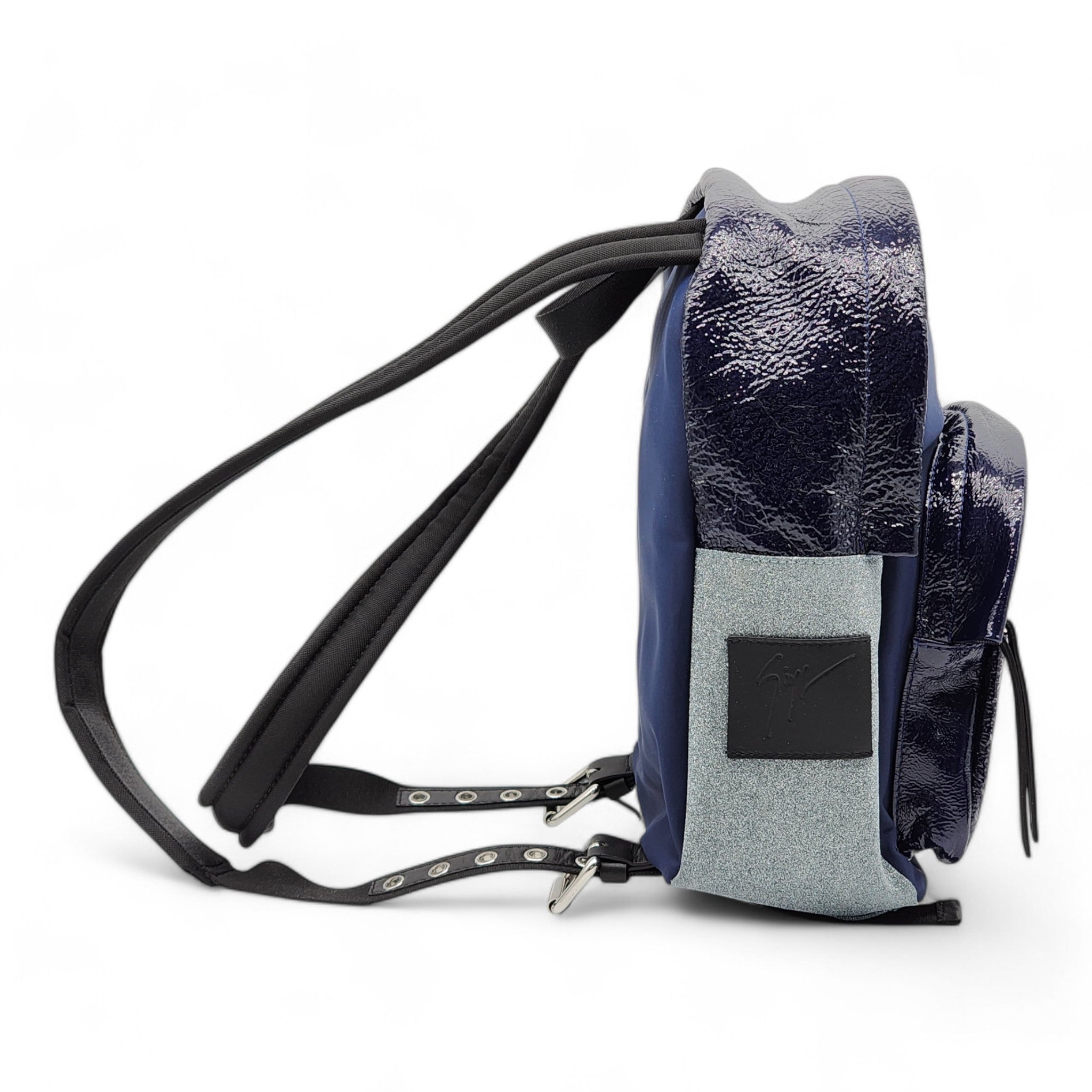 Giuseppe Zanotti Logo Backpack - Nylon, Leather, Suede - Blue - 3