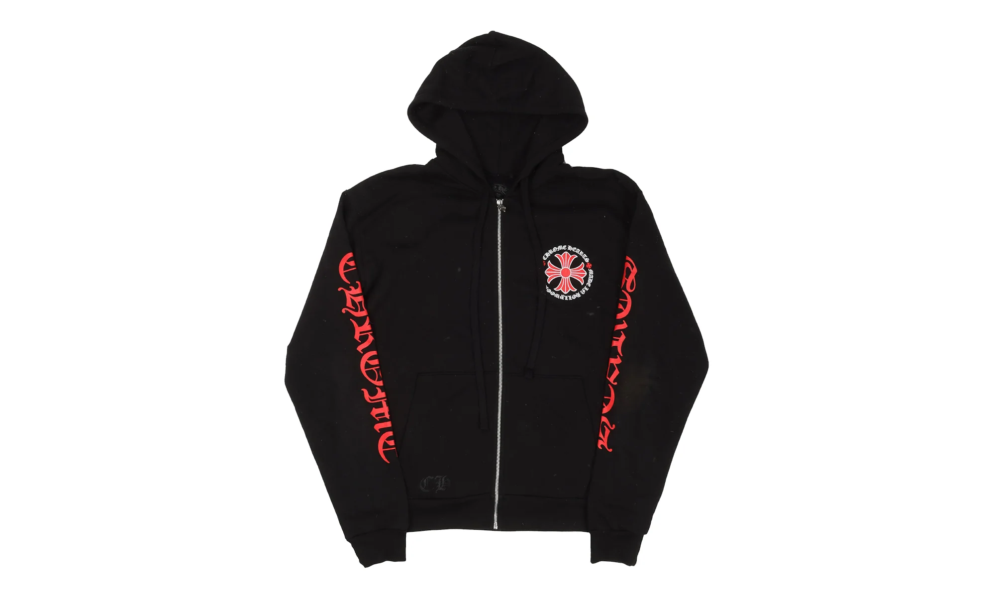 Made In Hollywood Plus Cross Zip Up Hoodie "Black/Red" CHRM1413 - 1