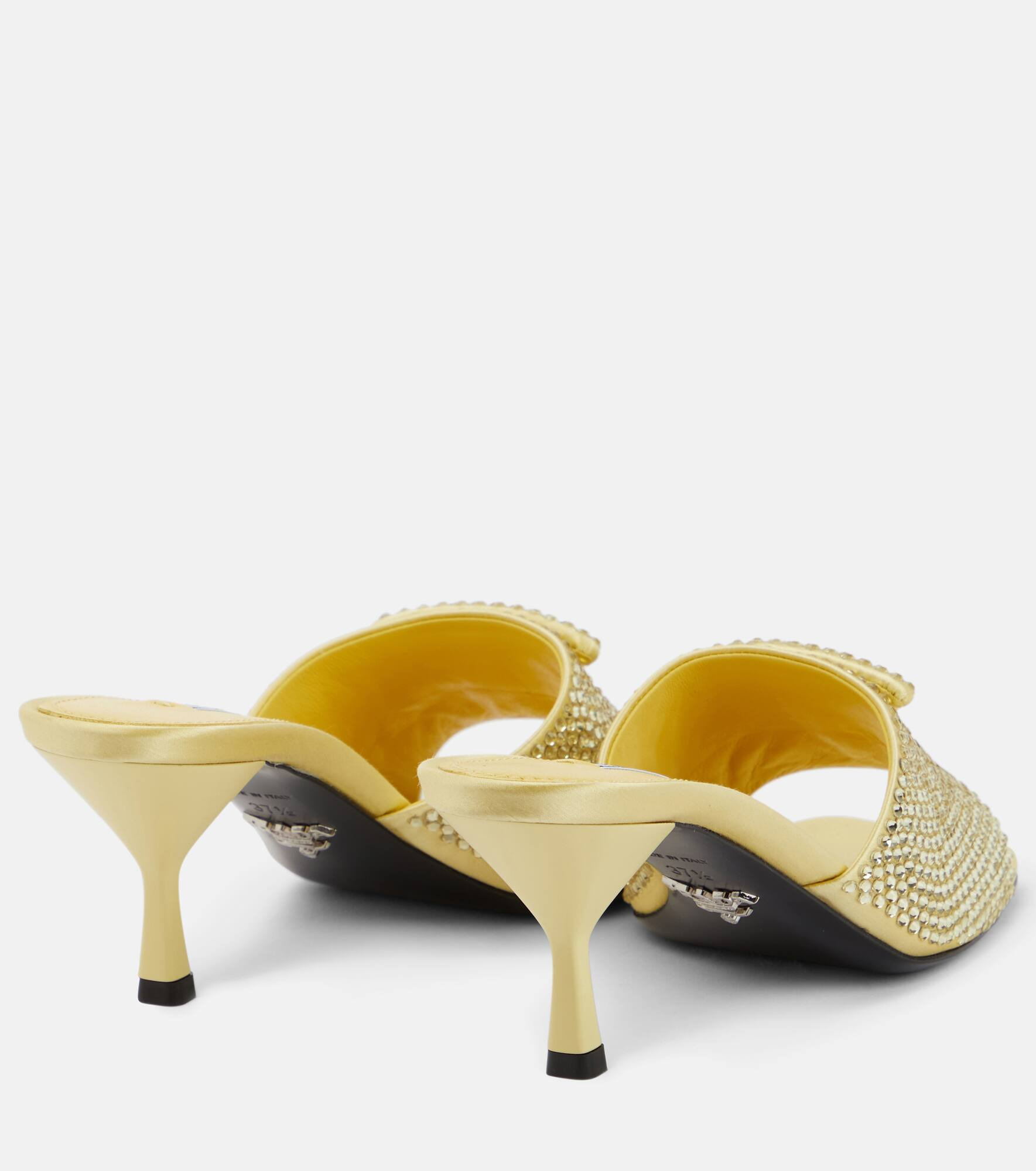 Crystal-embellished satin mules - 3