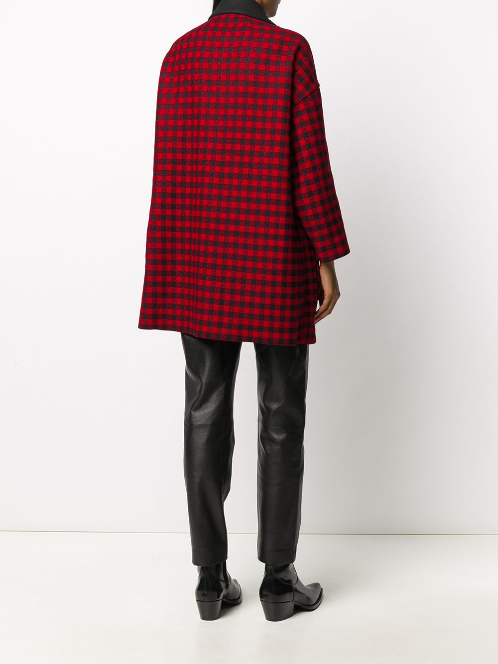 embellished collar check print coat - 4