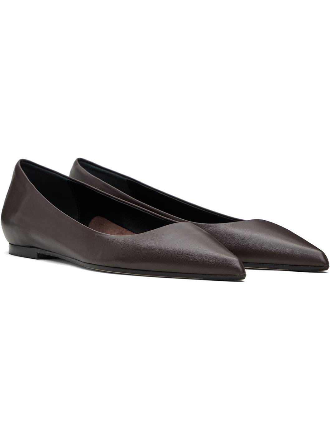 Brown Cassy Pointed-Toe Ballerina Flats - 4