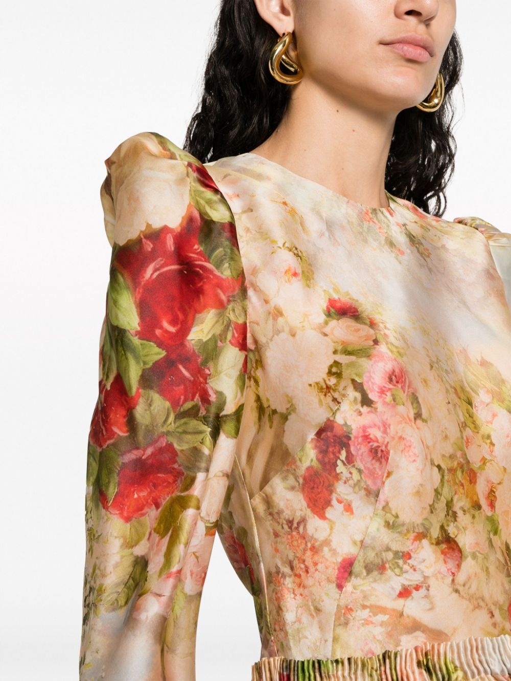 floral-appliqué silk mini dress - 6