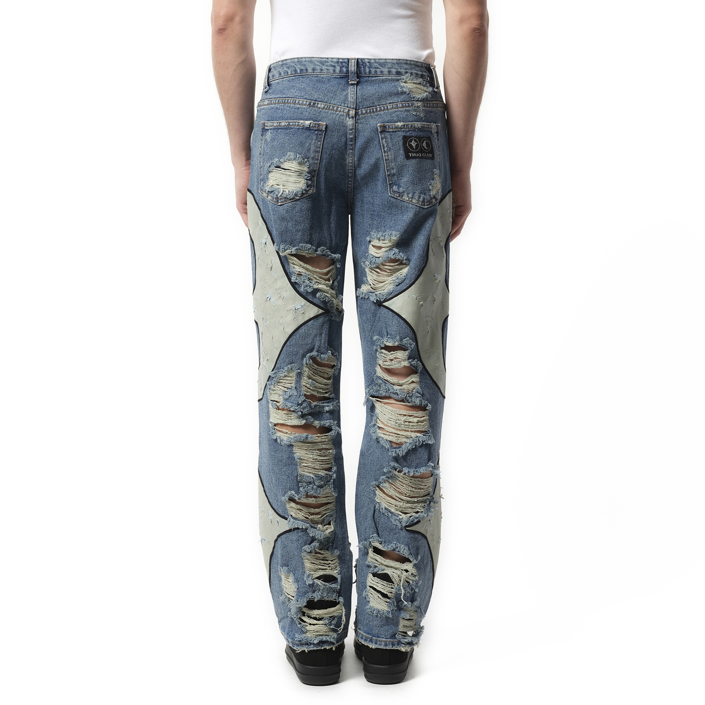 TC Leather Washing Denim Pants War Ver in Blue - 6