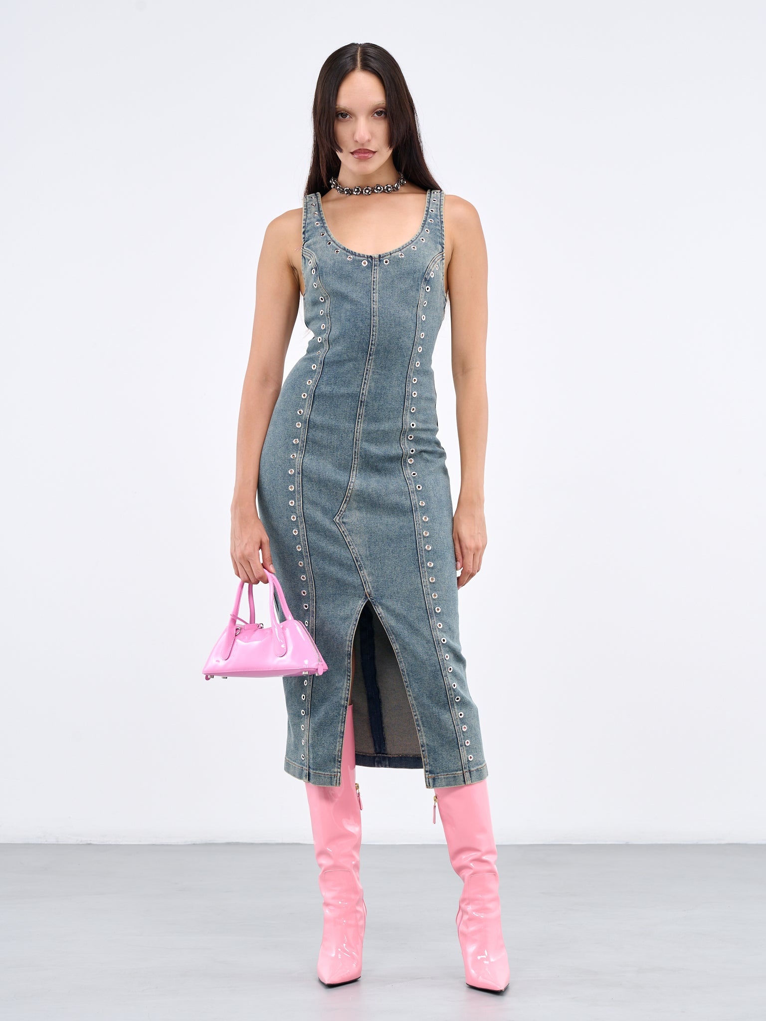 Eyelet Jean Midi Dress - 6