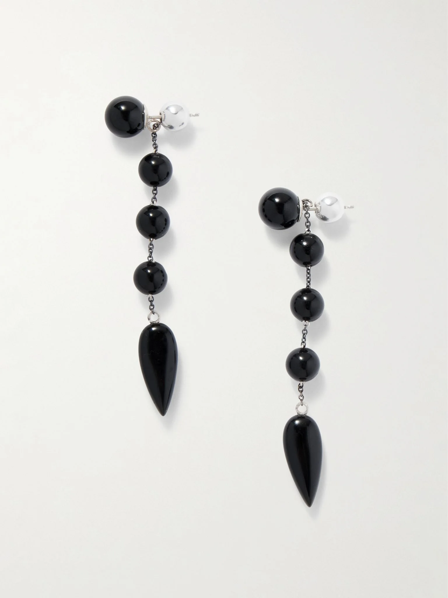 Small Phoenician silver and onyx earrings Black - 1