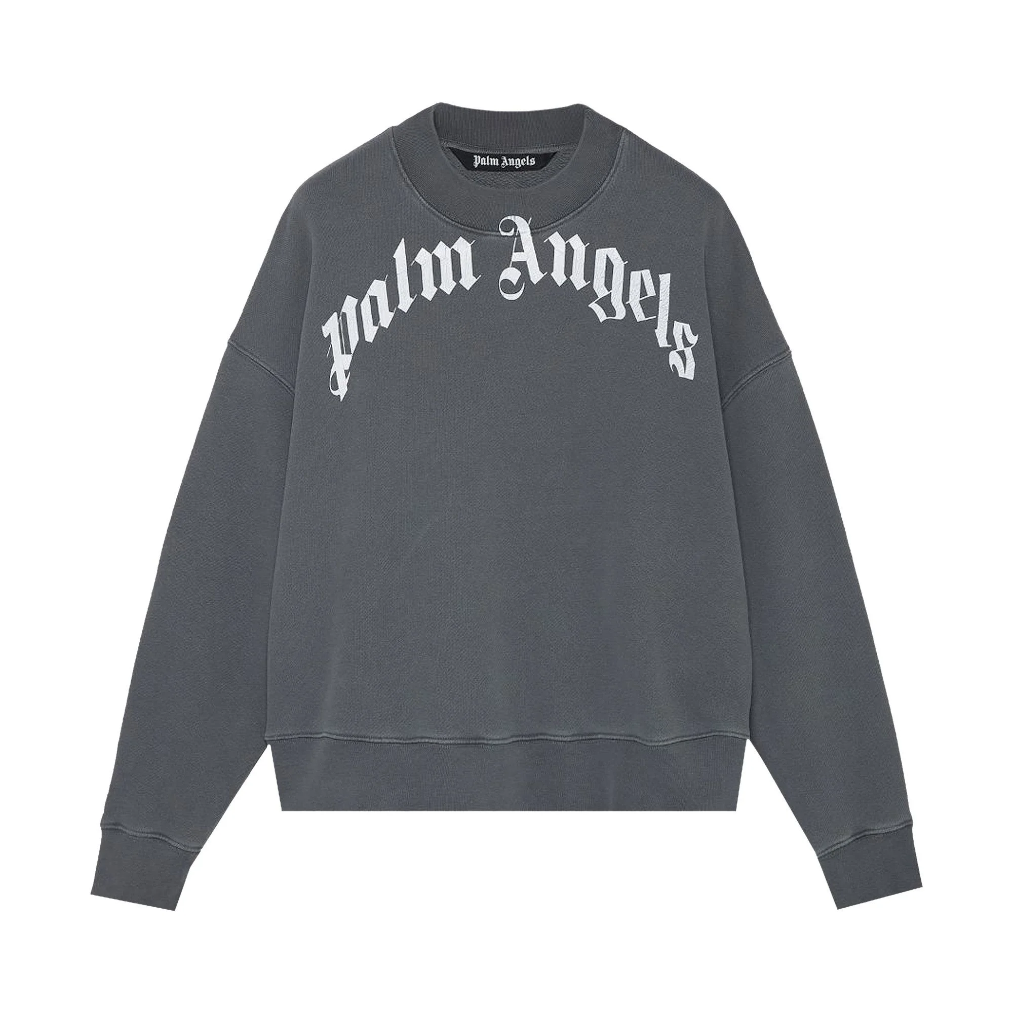 Palm Angels GD Curved Logo Crew 'Black/White' - 1
