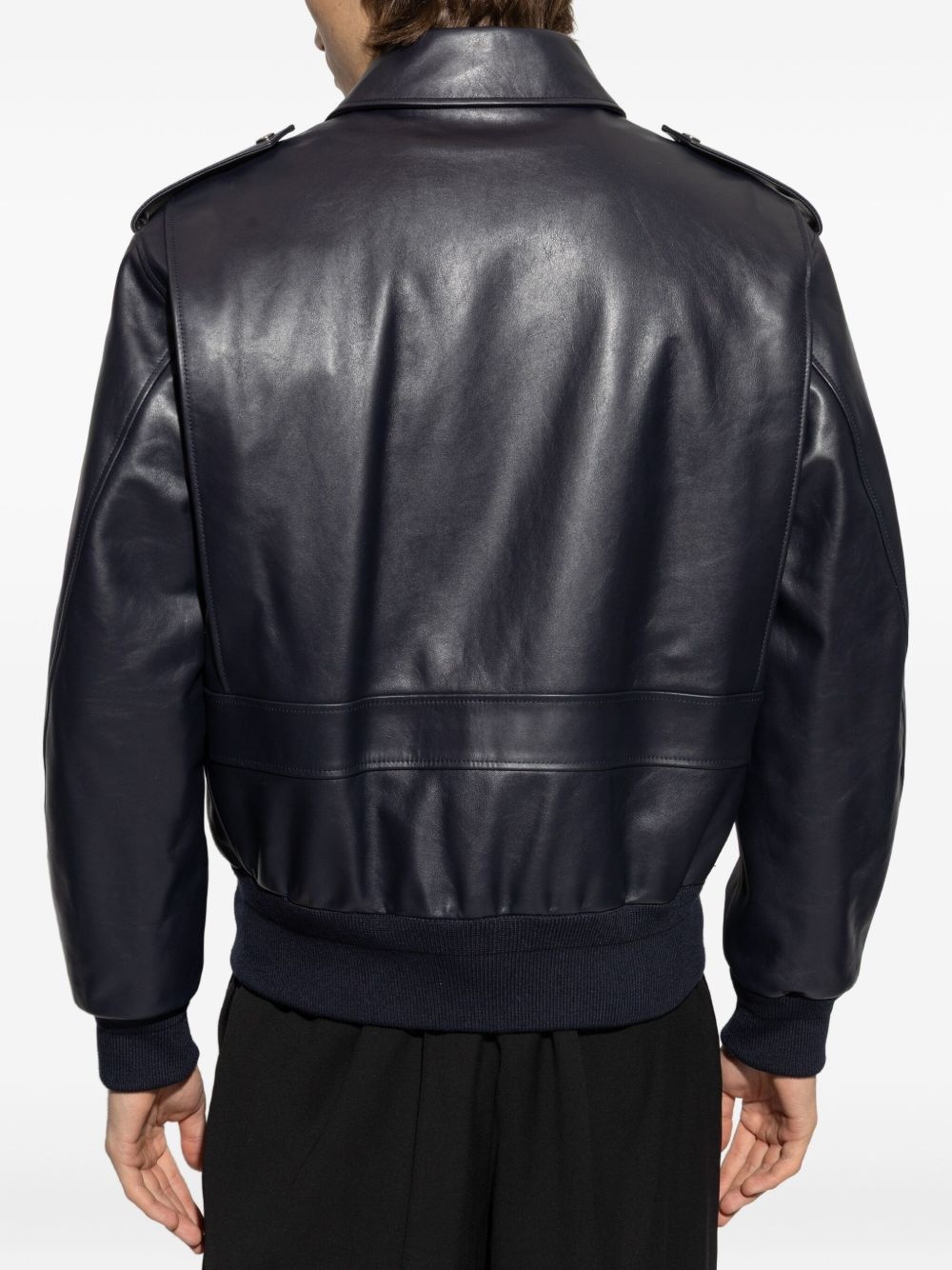 flap-pocket leather jacket - 4