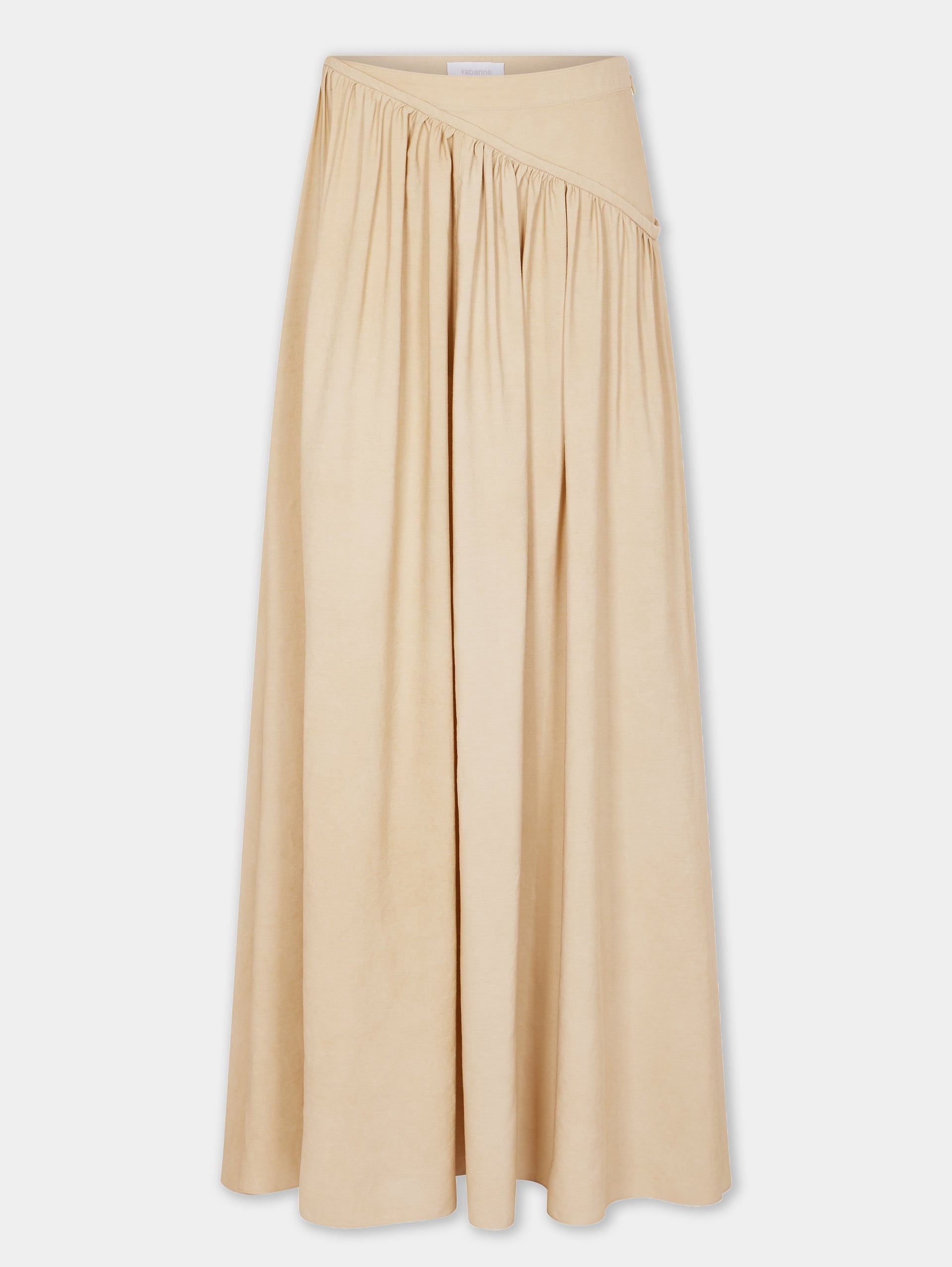 OCHRE LONG SKIRT IN VISCOSE TWILL - 2