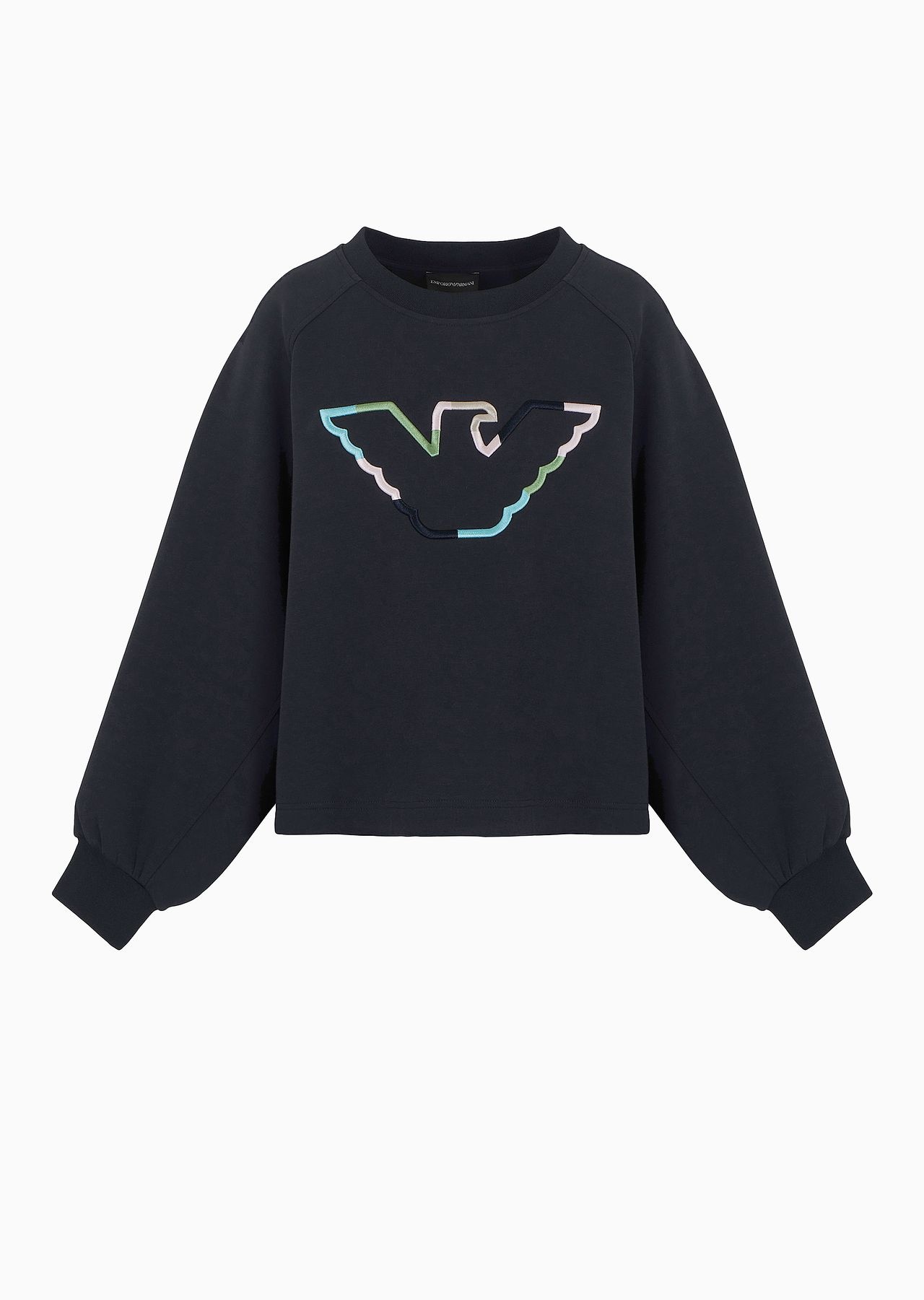 Double-jersey crew-neck sweatshirt with eagle - 1
