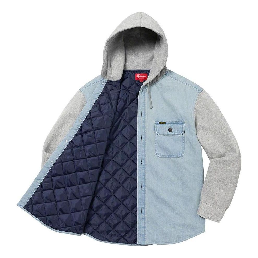 Supreme Fleece Hooded Denim Shirt 'Teal Grey' SUP-FW22-743 - 3