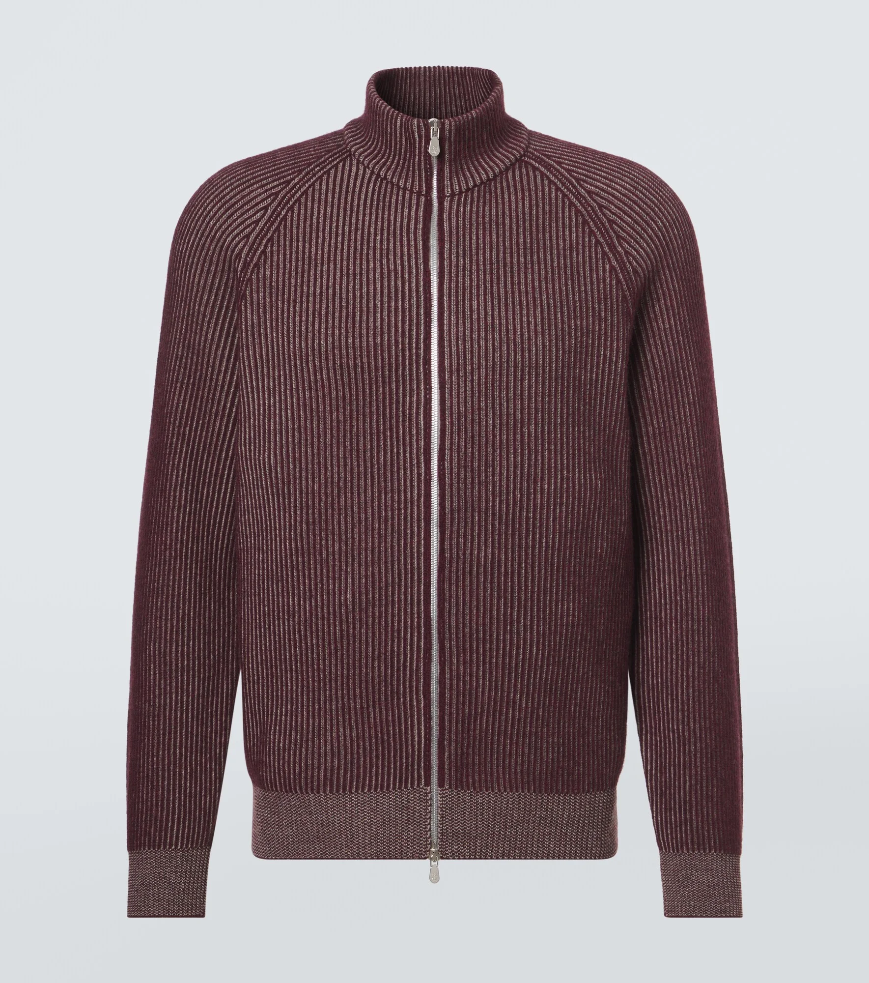 Ribbed-knit cashmere zip-up cardigan - 1