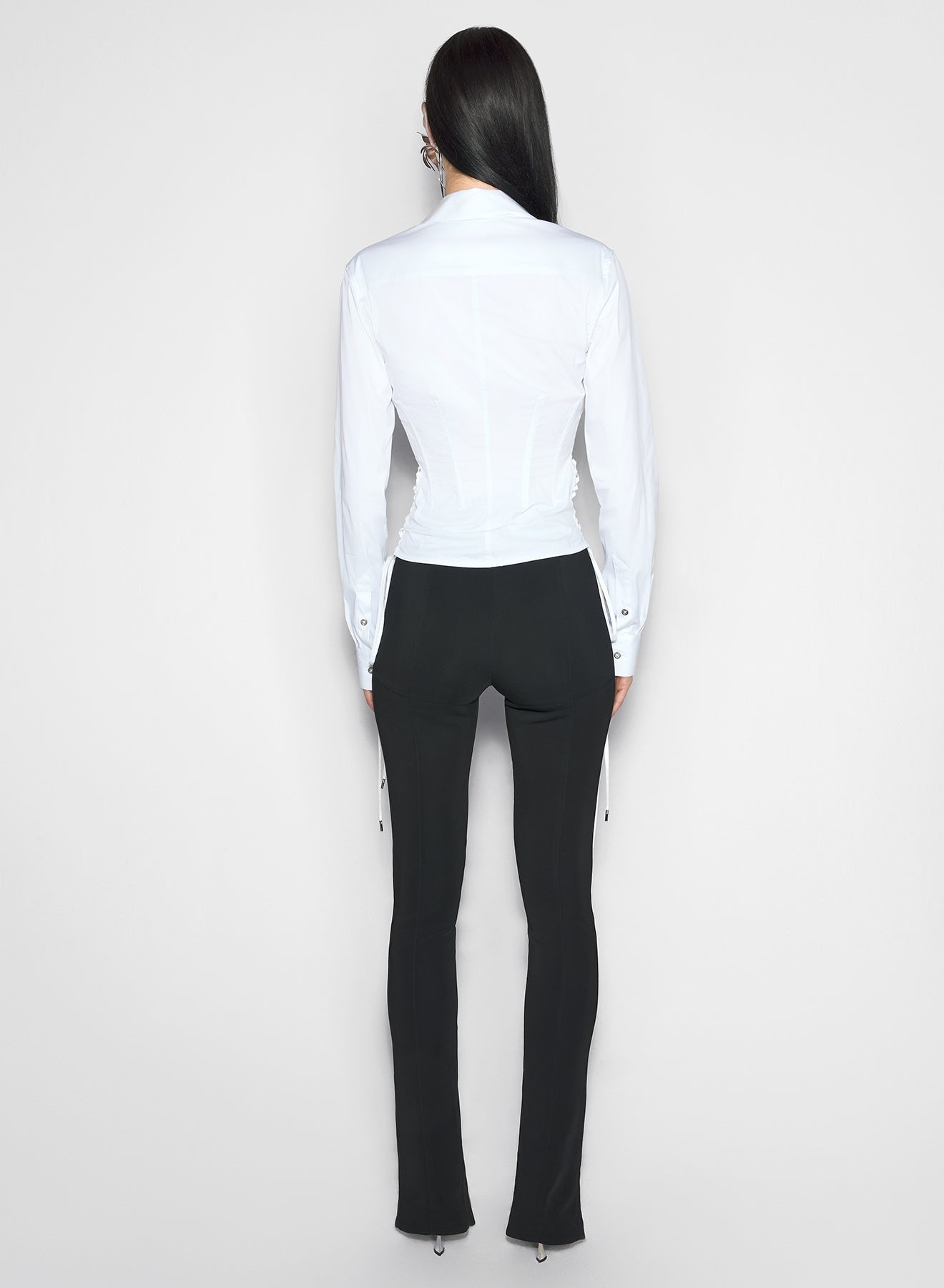 white laced corset poplin shirt - 4